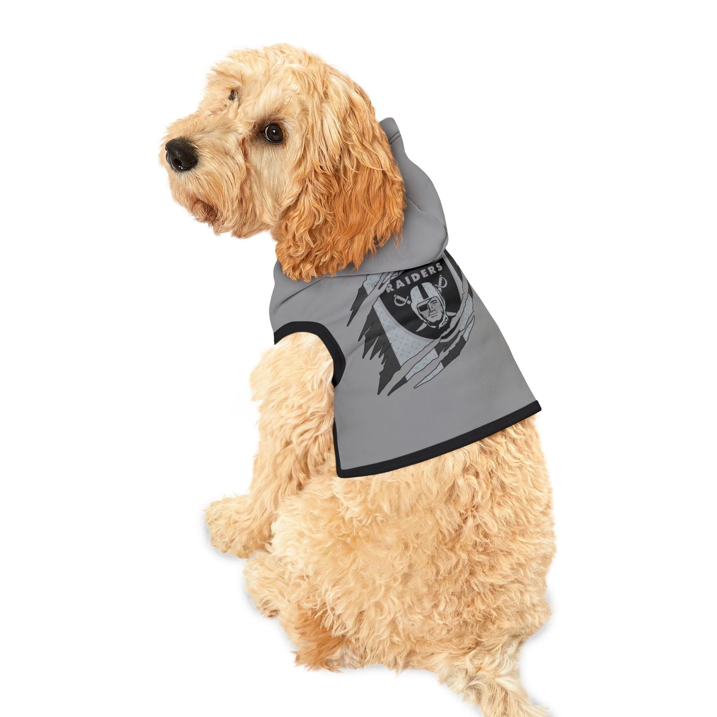Raiders Pet Hoodie with Raiders Design, Perfect for Dog Lovers, Cozy Canine Apparel, Team Spirit Wear, Pet Fashion Statement Printify