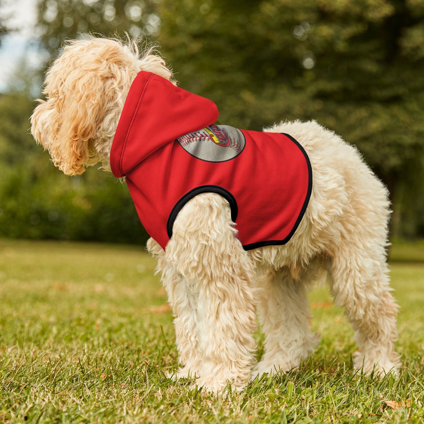 Cardinal Baseball Pet Hoodie, Dog Hoodie, Fun Pet Apparel, Sports Hoodie for Dogs, Pet Gift for Baseball Lovers Printify