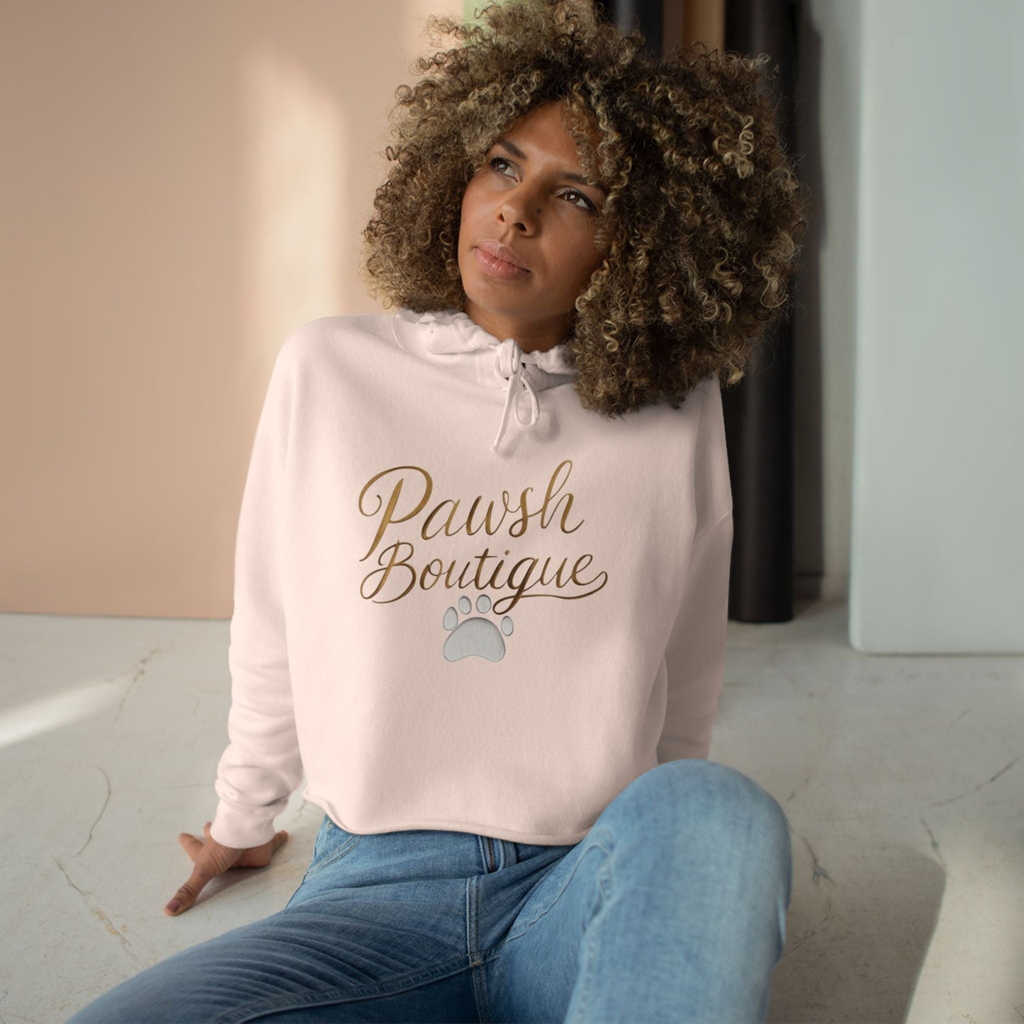 Cute Pawsh Dog Lover Crop Hoodie Printify
