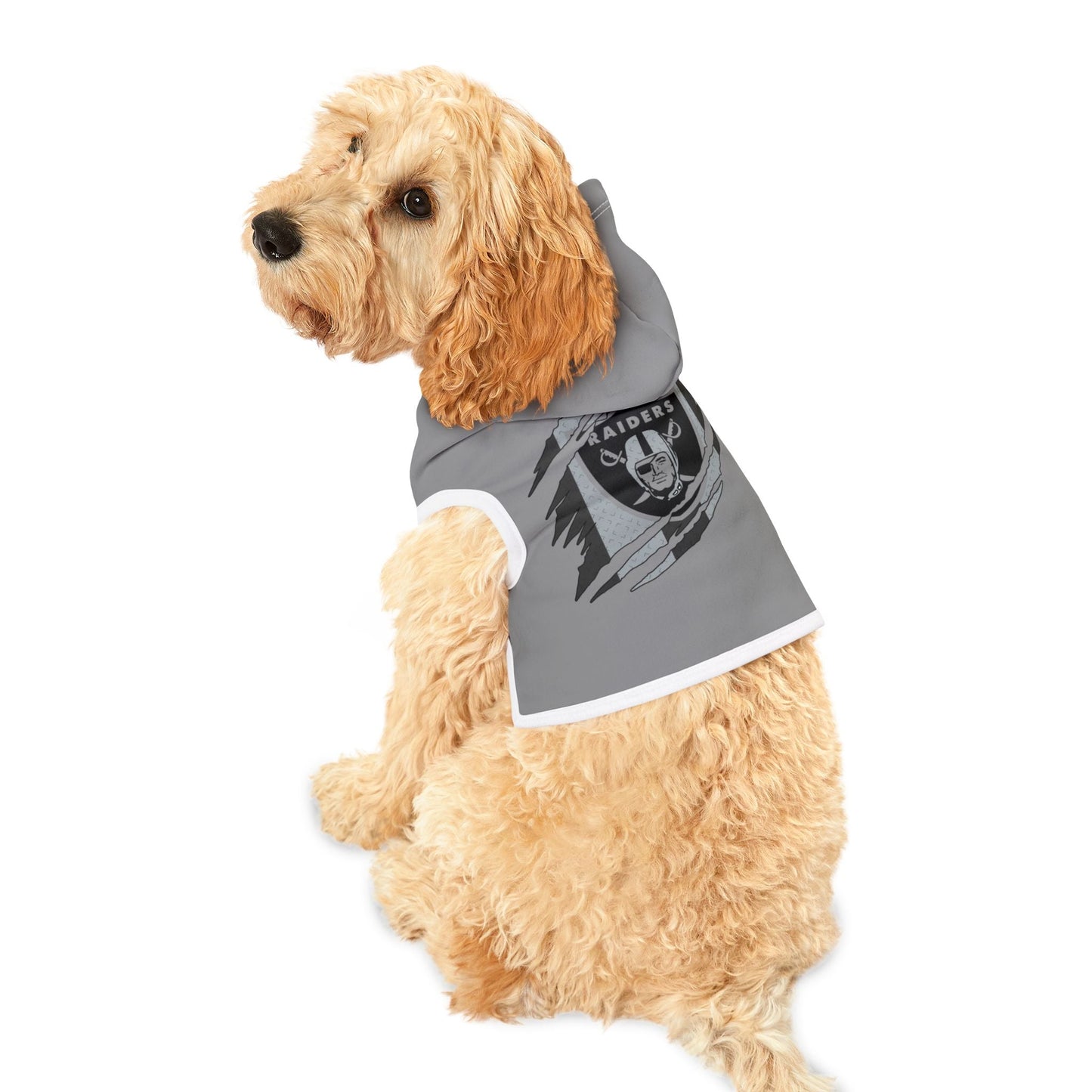 Raiders Pet Hoodie with Raiders Design, Perfect for Dog Lovers, Cozy Canine Apparel, Team Spirit Wear, Pet Fashion Statement Printify