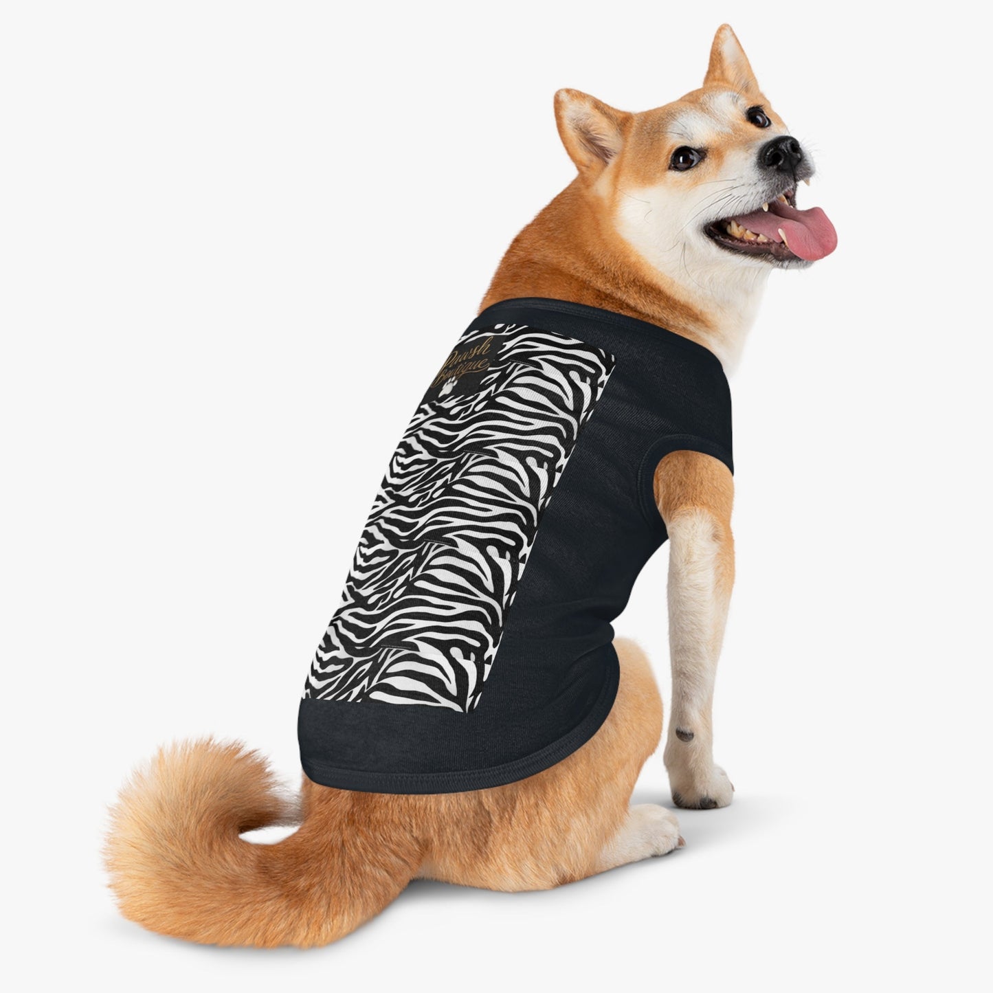 Pawsh Pet Tank Top, Trendy Dog Apparel, Casual Pet Wear, Summer Pet Clothing, Black and White Zebra Design Printify