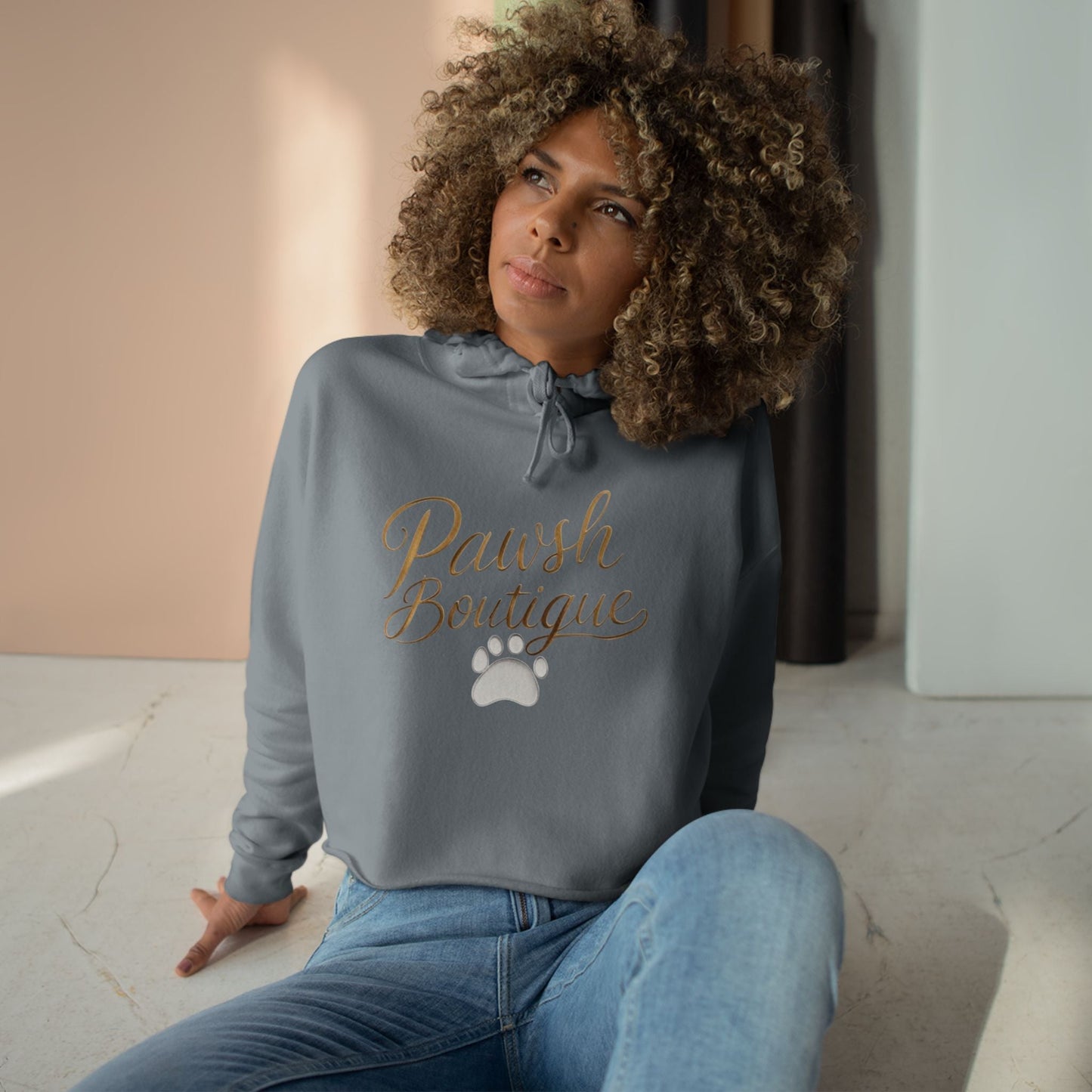 Cute Pawsh Dog Lover Crop Hoodie Printify