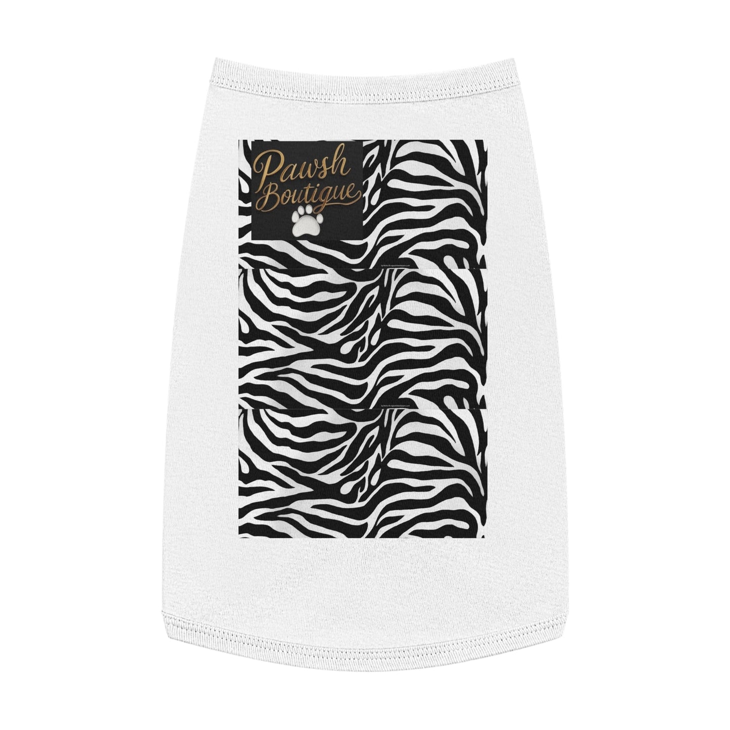Pawsh Pet Tank Top, Trendy Dog Apparel, Casual Pet Wear, Summer Pet Clothing, Black and White Zebra Design Printify