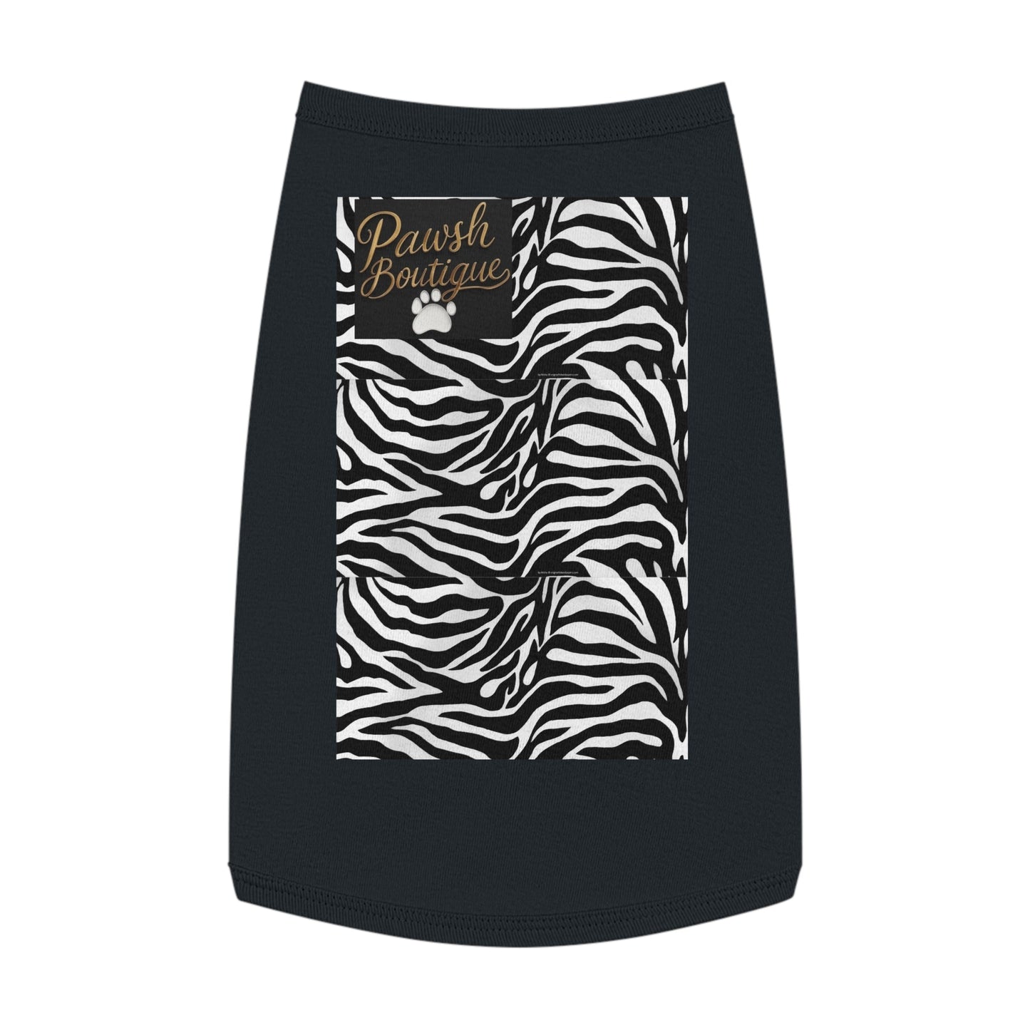 Pawsh Pet Tank Top, Trendy Dog Apparel, Casual Pet Wear, Summer Pet Clothing, Black and White Zebra Design Printify