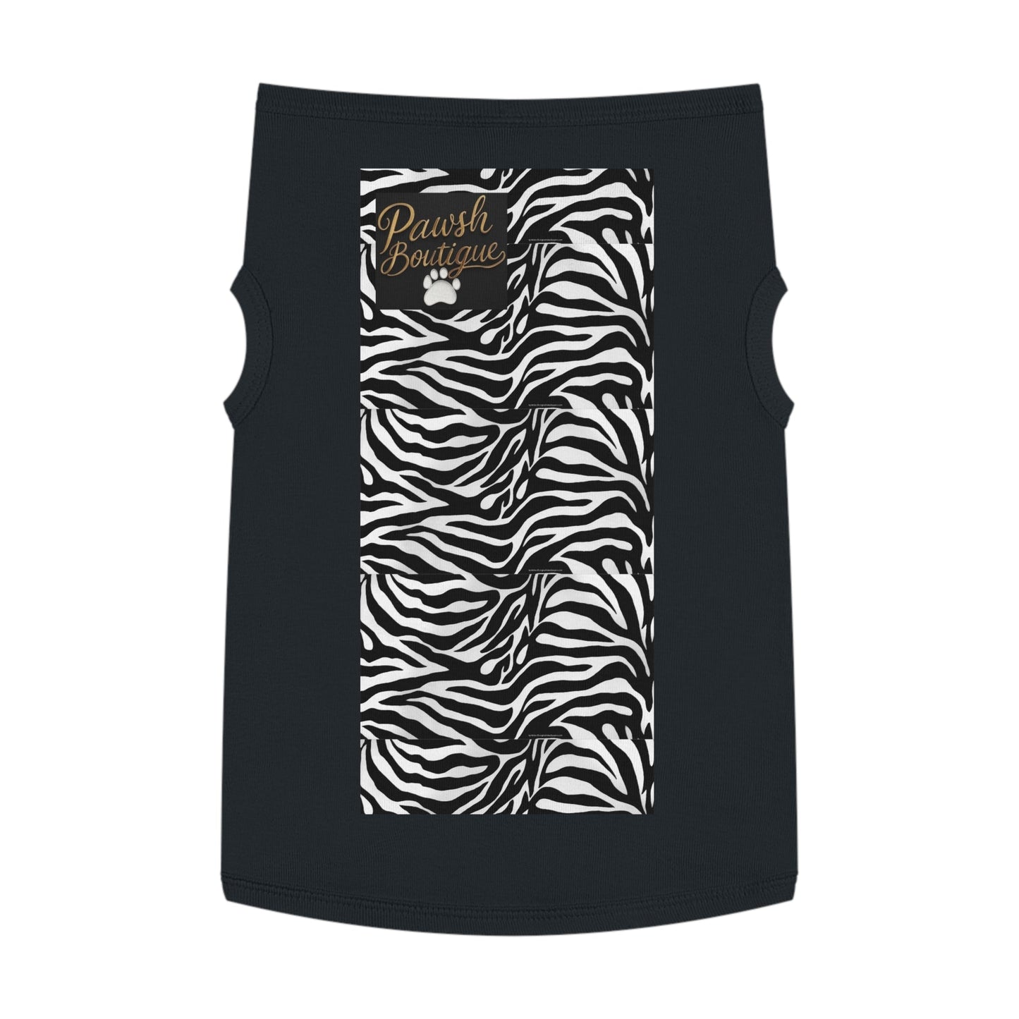 Pawsh Pet Tank Top, Trendy Dog Apparel, Casual Pet Wear, Summer Pet Clothing, Black and White Zebra Design Printify