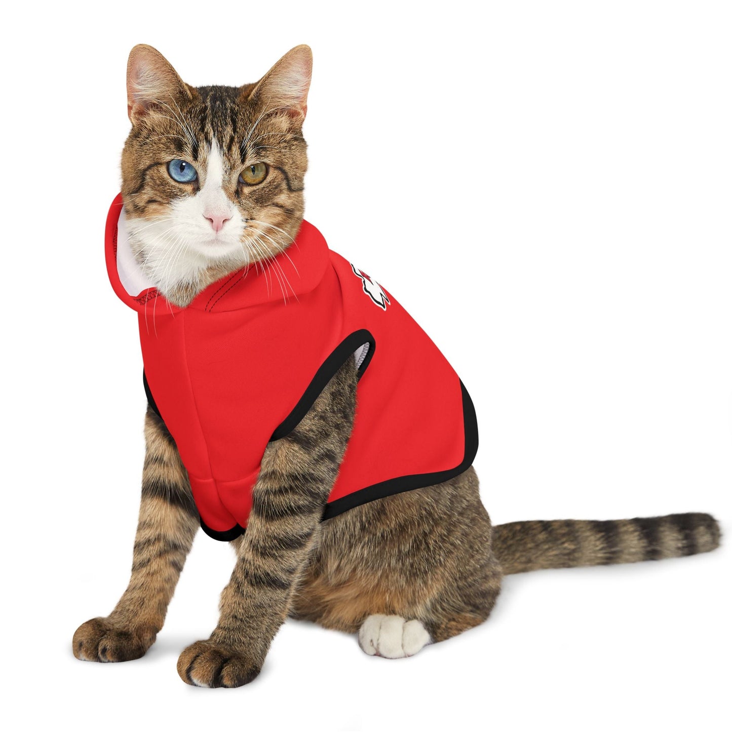 Stylish Chiefs Hoodie for Small Dogs, Cute Animal Outfit, Perfect for Game Day, Pet Costume, Dog Apparel, Red Hoodie with Logo Printify