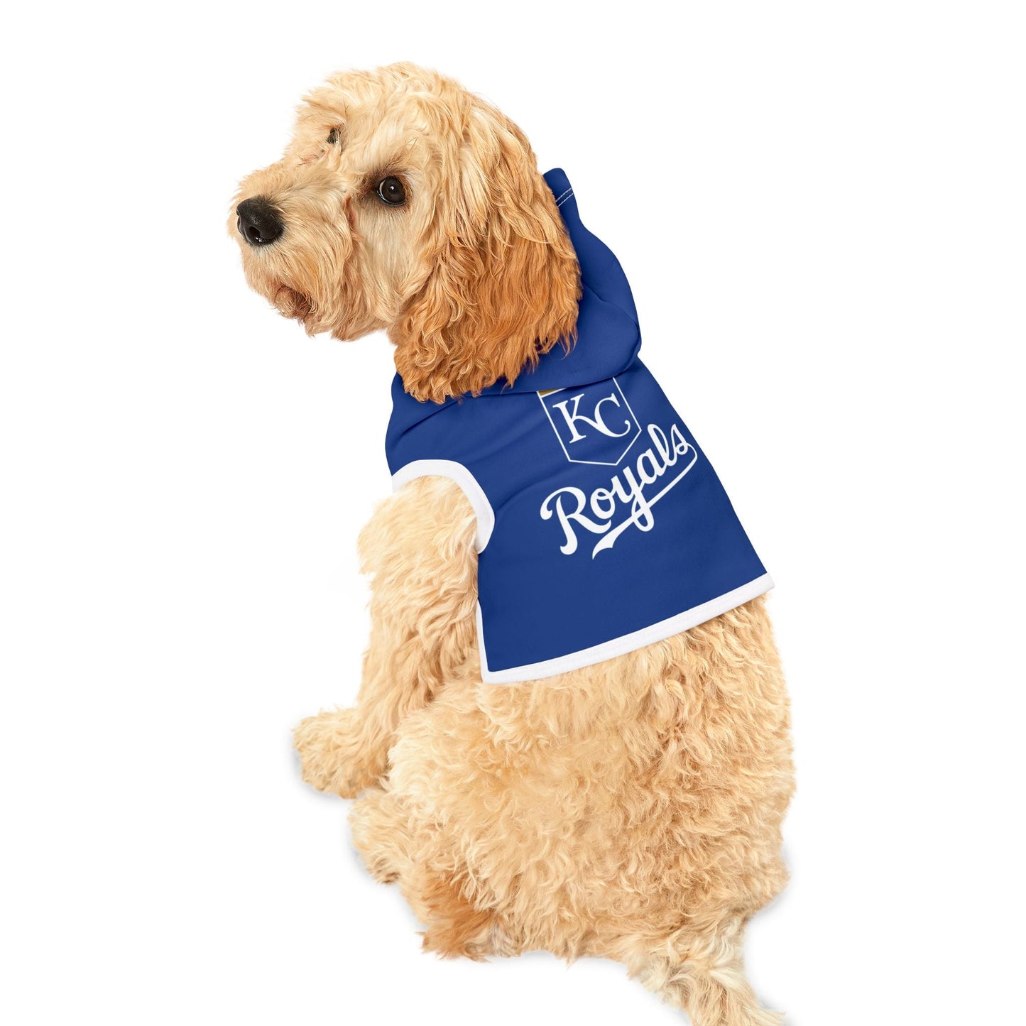 KC Royals Pet Hoodie for Game Day, Dog Apparel, Pet Fashion, Sportswear, Soft Hoodie for Dogs, Blue Pet Outfit Printify