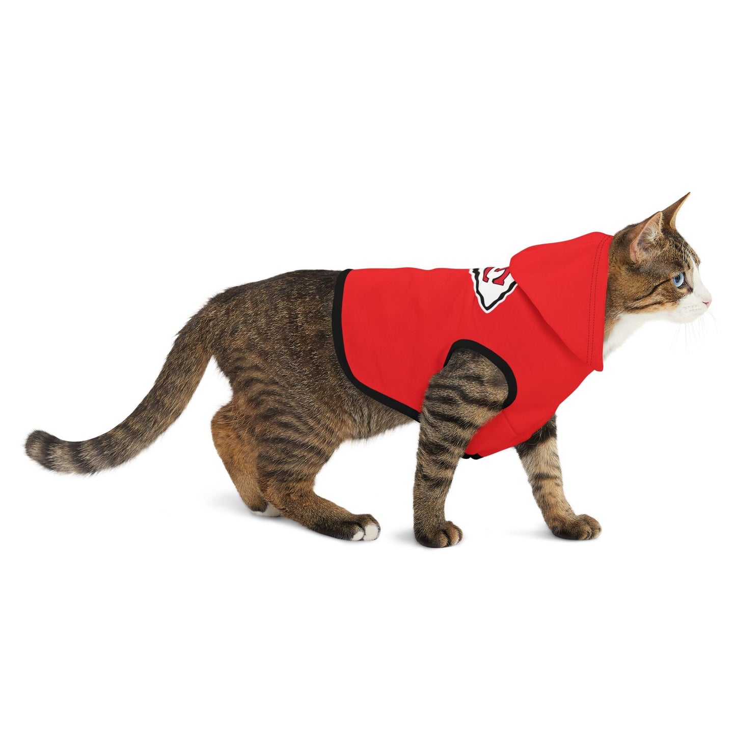 Stylish Chiefs Hoodie for Small Dogs, Cute Animal Outfit, Perfect for Game Day, Pet Costume, Dog Apparel, Red Hoodie with Logo Printify