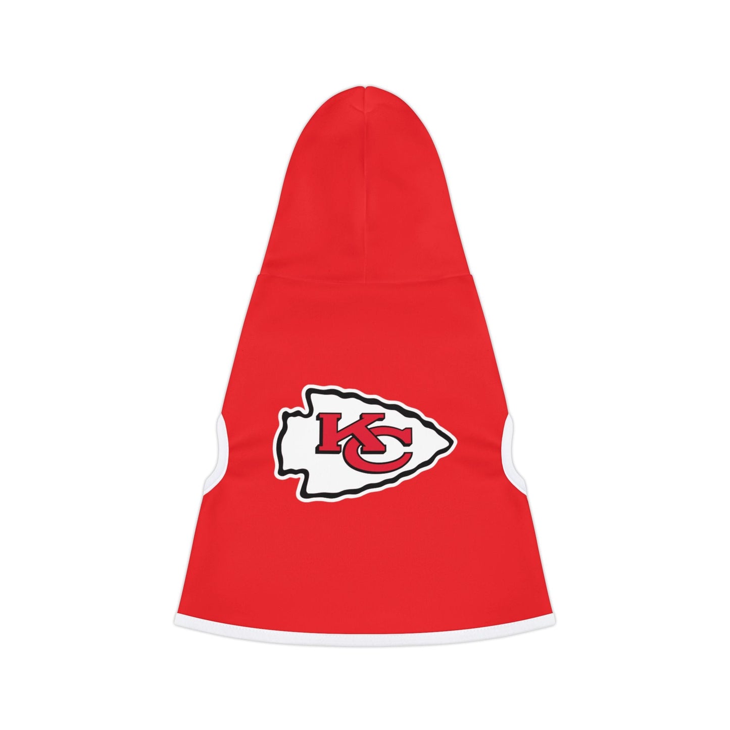 Stylish Chiefs Hoodie for Small Dogs, Cute Animal Outfit, Perfect for Game Day, Pet Costume, Dog Apparel, Red Hoodie with Logo Printify