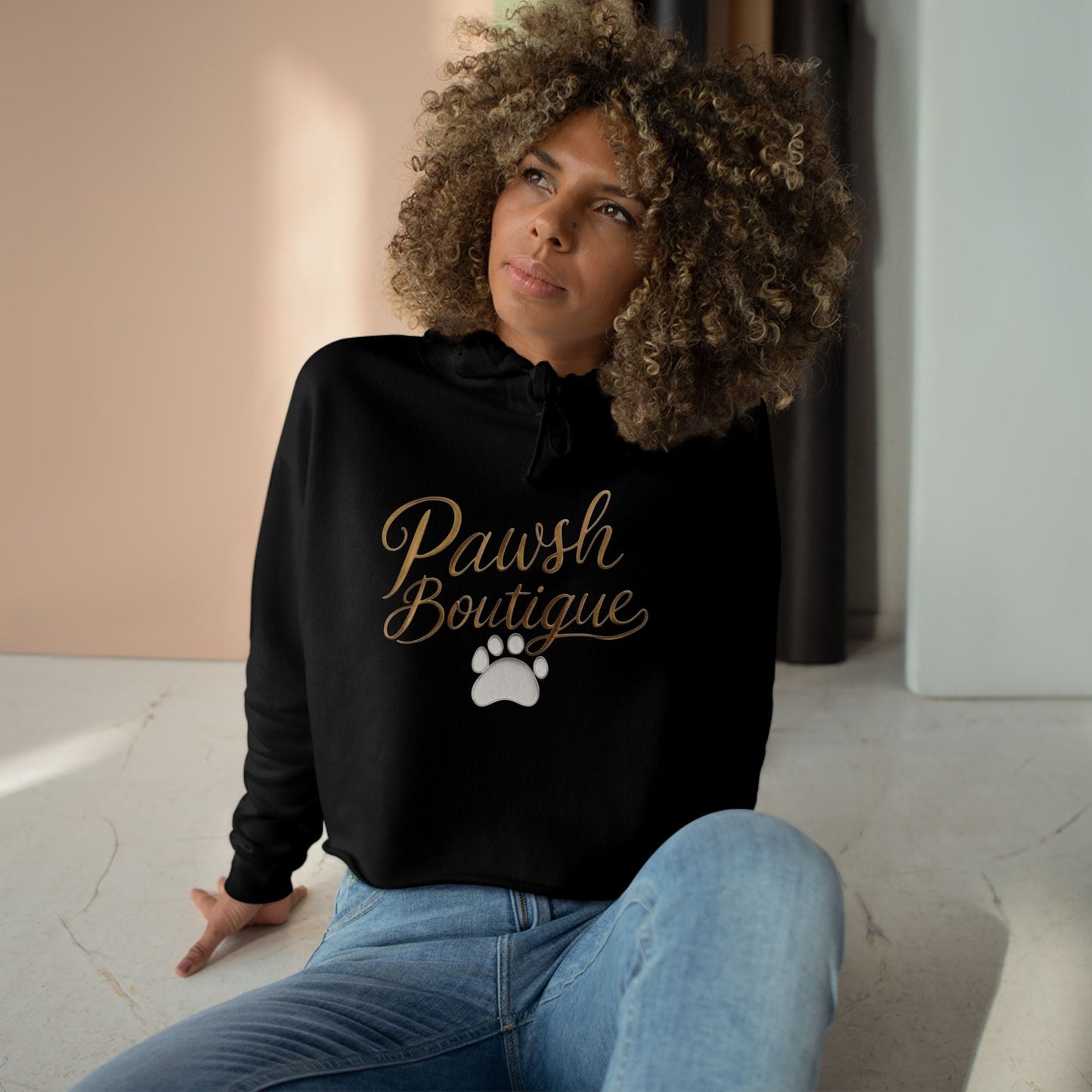 Cute Pawsh Dog Lover Crop Hoodie Printify