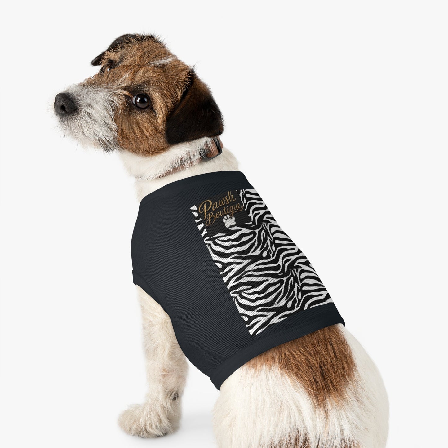 Pawsh Pet Tank Top, Trendy Dog Apparel, Casual Pet Wear, Summer Pet Clothing, Black and White Zebra Design Printify