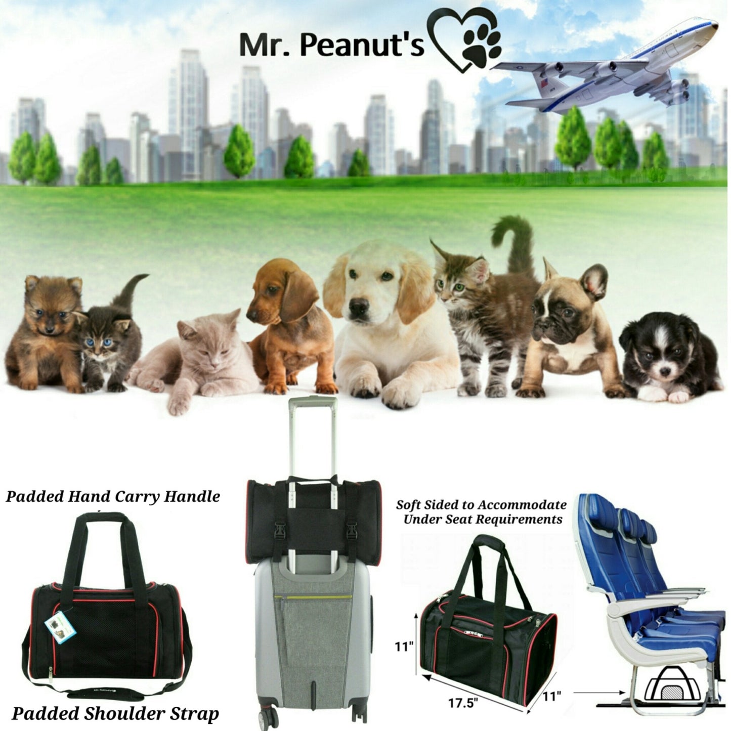 Mr. Peanut's Silver Series Airline Capable Soft Sided Pet Carrier Mr. Peanut's Pet Carriers