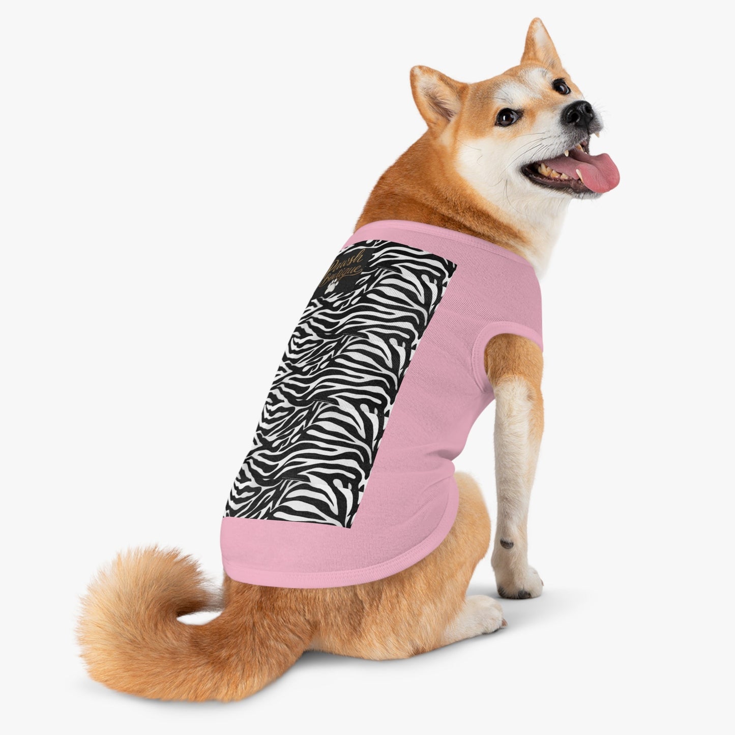 Pawsh Pet Tank Top, Trendy Dog Apparel, Casual Pet Wear, Summer Pet Clothing, Black and White Zebra Design Printify