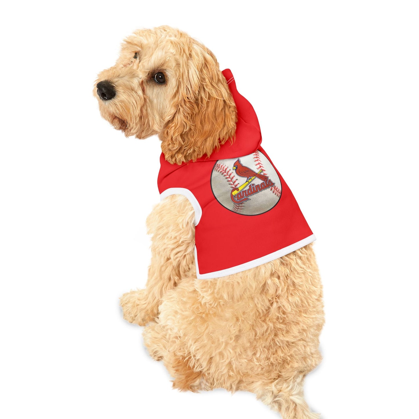 Cardinal Baseball Pet Hoodie, Dog Hoodie, Fun Pet Apparel, Sports Hoodie for Dogs, Pet Gift for Baseball Lovers Printify