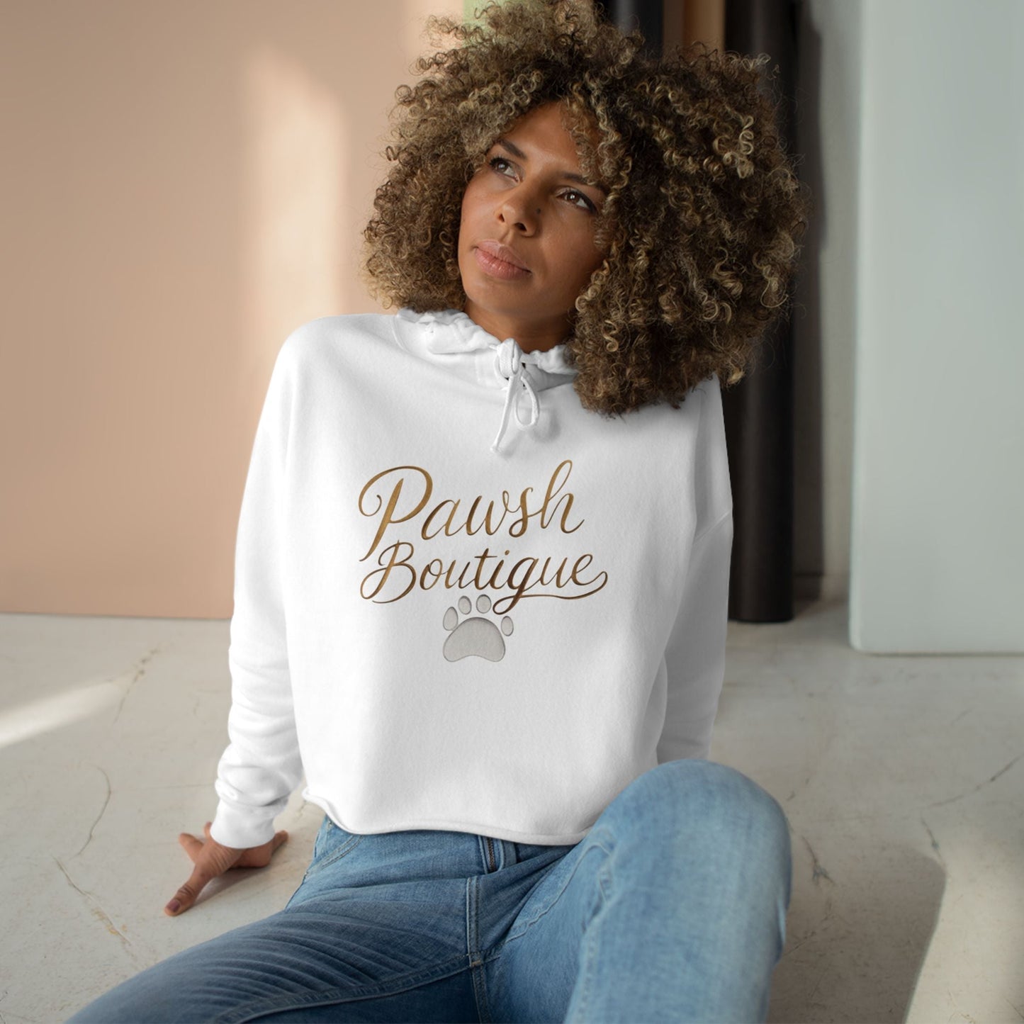 Cute Pawsh Dog Lover Crop Hoodie Printify