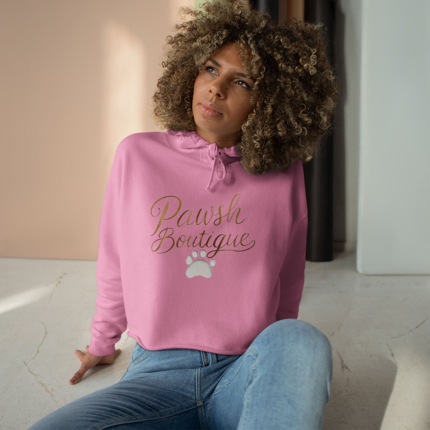 Cute Pawsh Dog Lover Crop Hoodie Printify