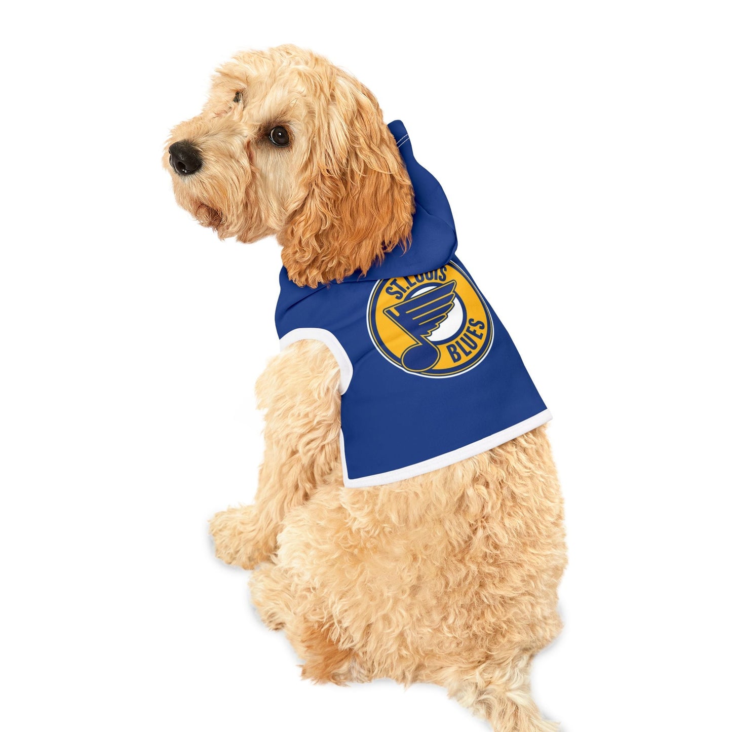 Stylish Blues Hoodie for Dogs, Cozy Dog Sweater, Pet Outfit for Sports Fans, Dog Apparel for Winter, Gift for Pet Lovers Printify