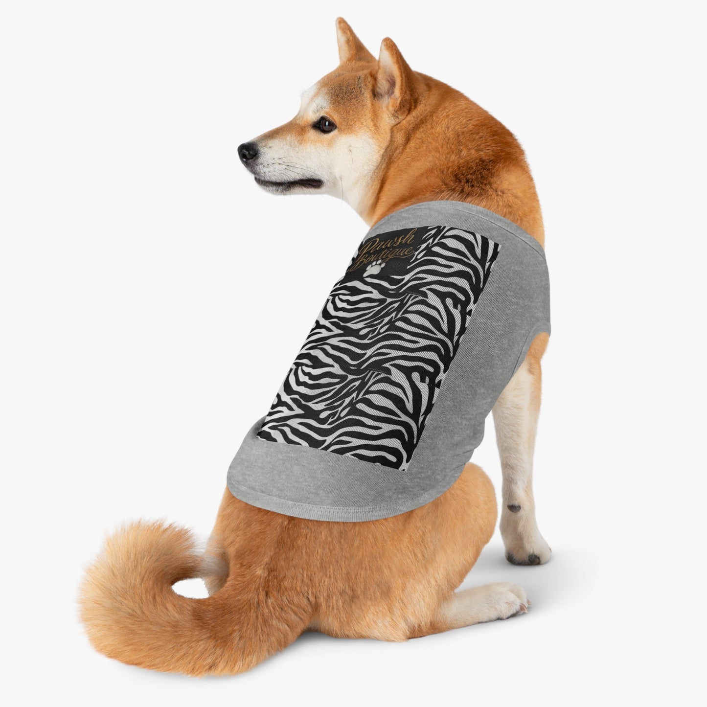 Pawsh Pet Tank Top, Trendy Dog Apparel, Casual Pet Wear, Summer Pet Clothing, Black and White Zebra Design Printify