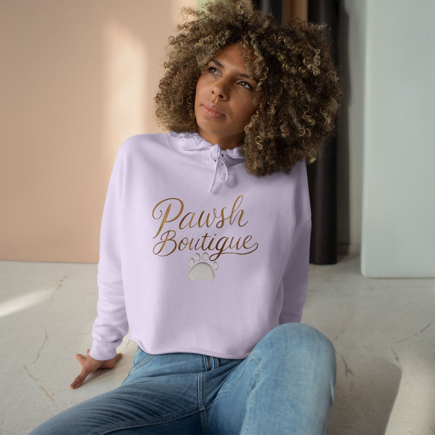 Cute Pawsh Dog Lover Crop Hoodie Printify