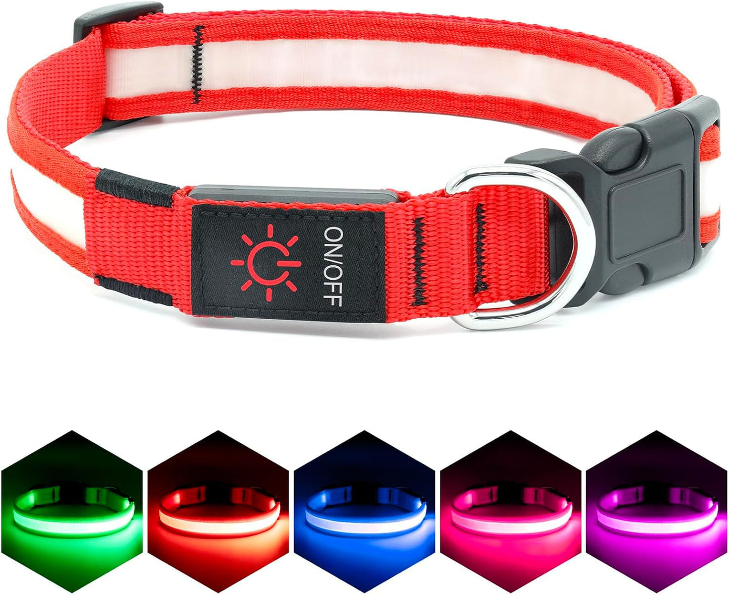Brighten up your pup's night walks with our adjustable LED Dog Collar! 🌟 USB rechargeable & super safe! 🐾❤️ MJ's Pet Closet