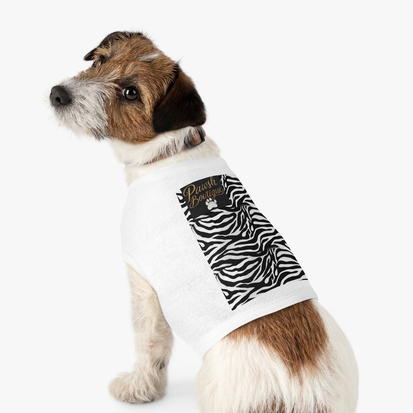 Pawsh Pet Tank Top, Trendy Dog Apparel, Casual Pet Wear, Summer Pet Clothing, Black and White Zebra Design Printify