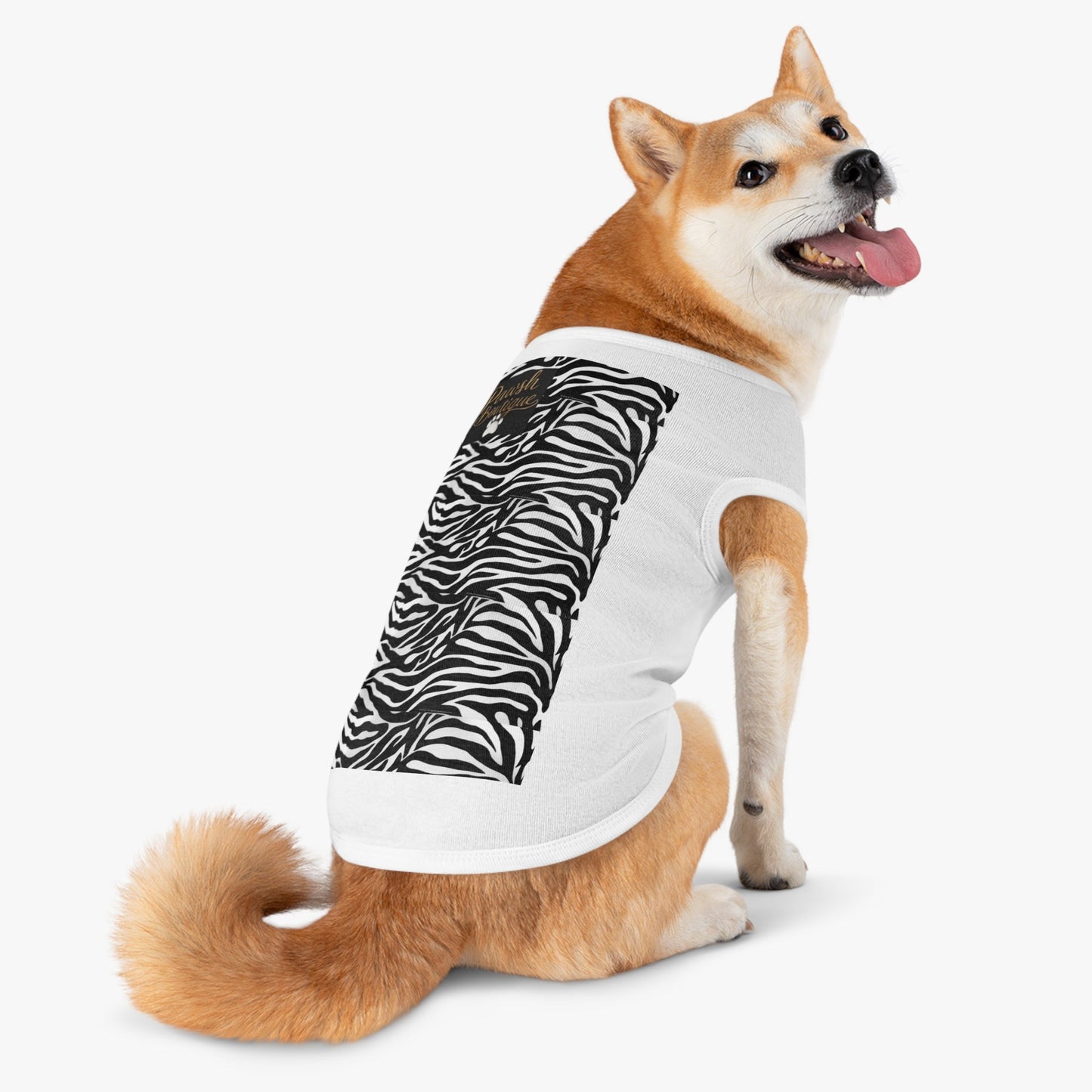 Pawsh Pet Tank Top, Trendy Dog Apparel, Casual Pet Wear, Summer Pet Clothing, Black and White Zebra Design Printify