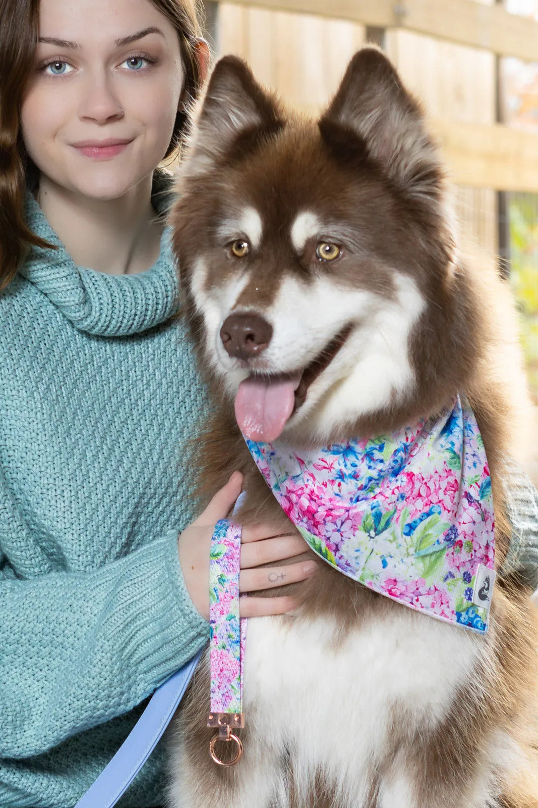 Hydrangea Haven Dog Bandana & Matching Keychain Aria the Fox