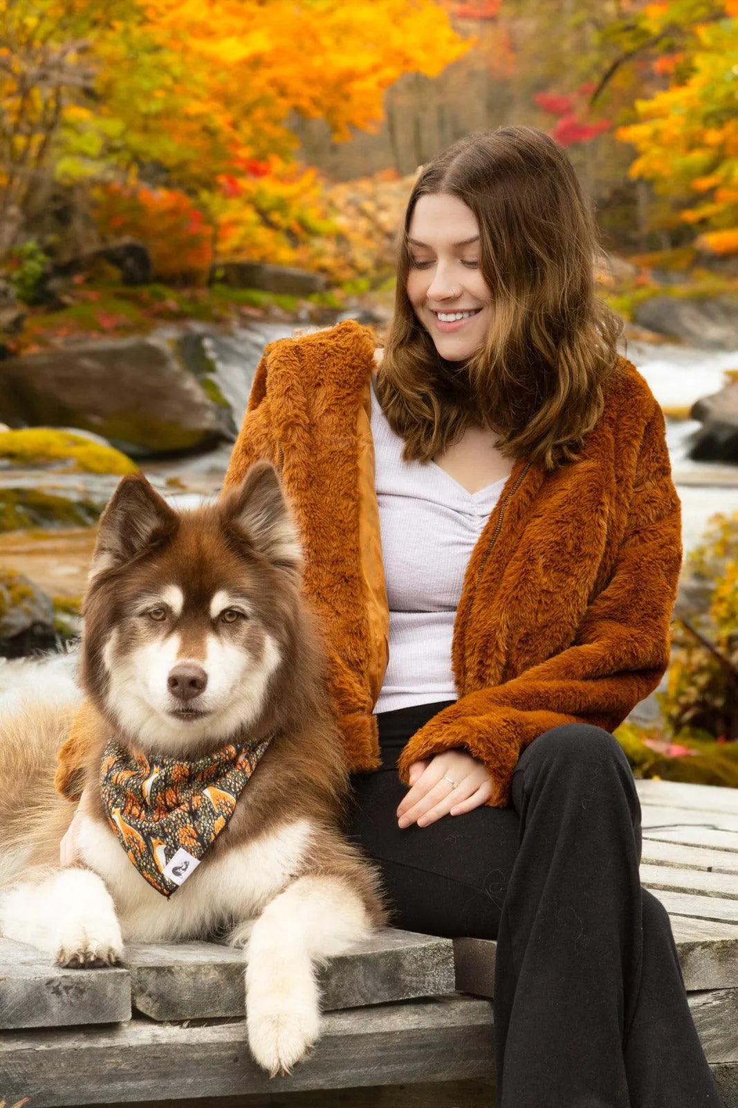 Foxes in Fall Dog Bandana & Matching Keychain Aria the Fox