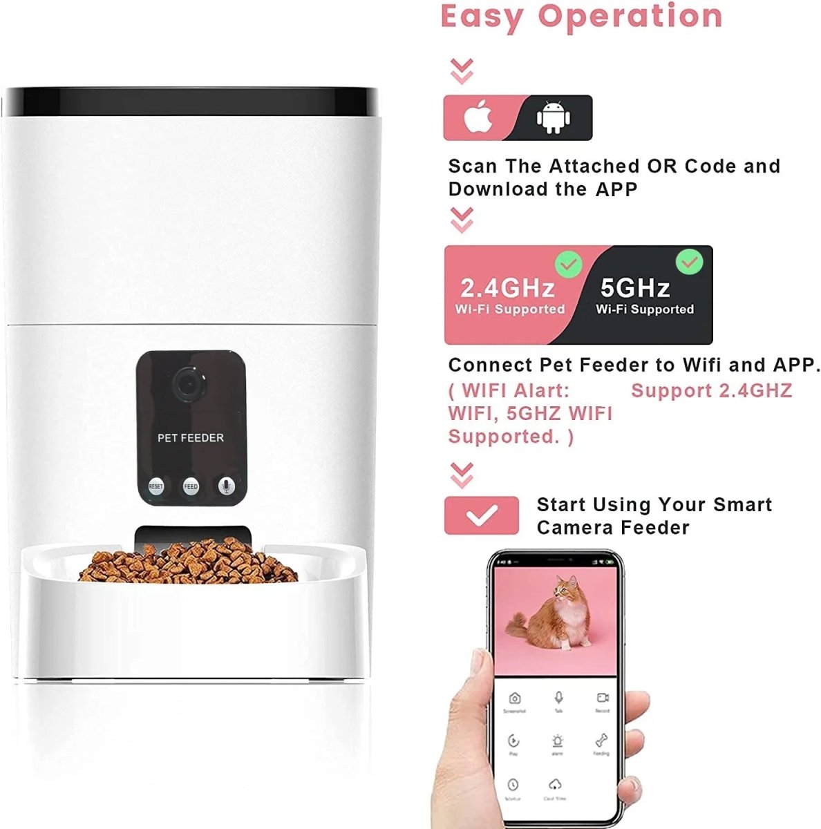 6L Automatic Pet Feeder with Camera&Wifi MJ's Pet Closet