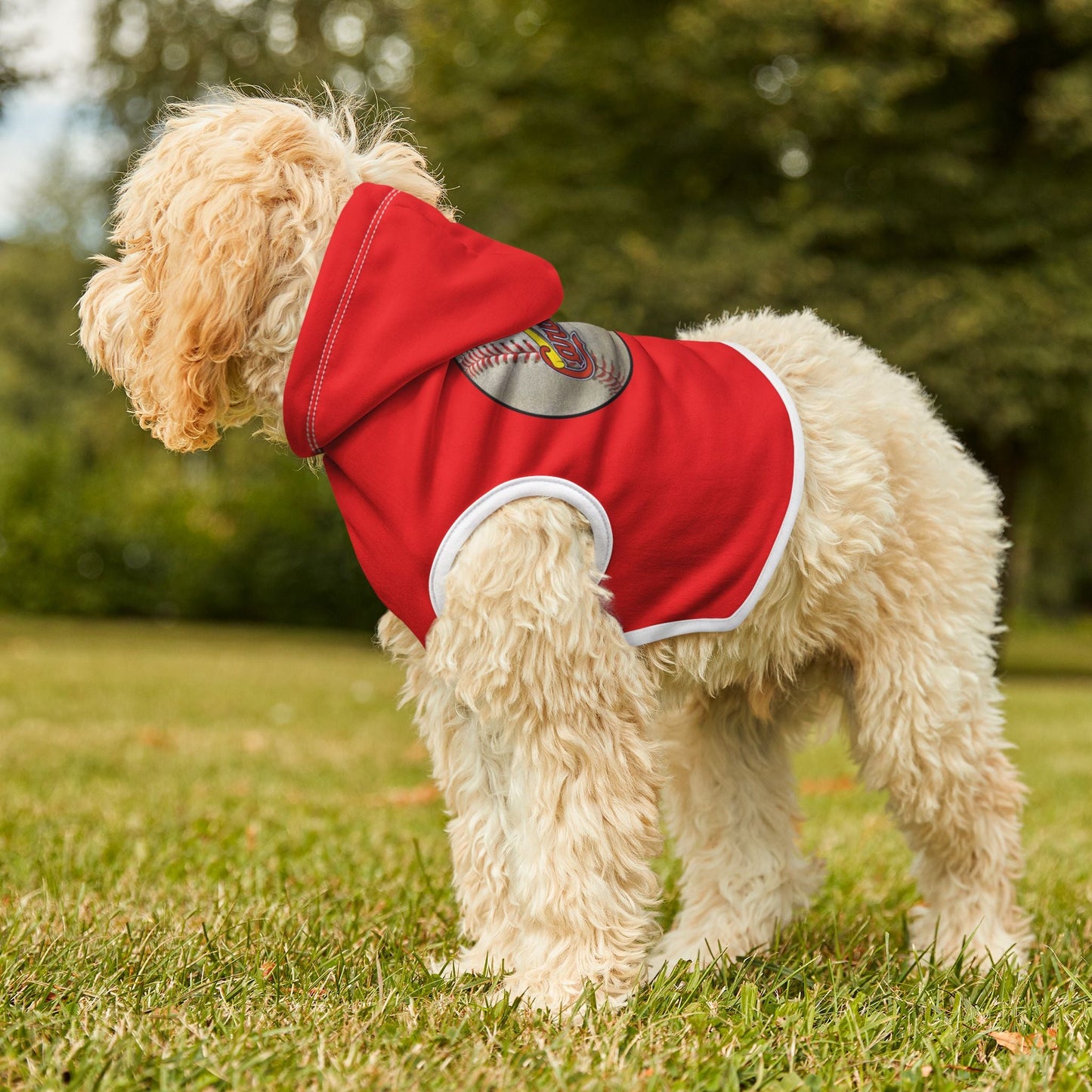 Cardinal Baseball Pet Hoodie, Dog Hoodie, Fun Pet Apparel, Sports Hoodie for Dogs, Pet Gift for Baseball Lovers Printify