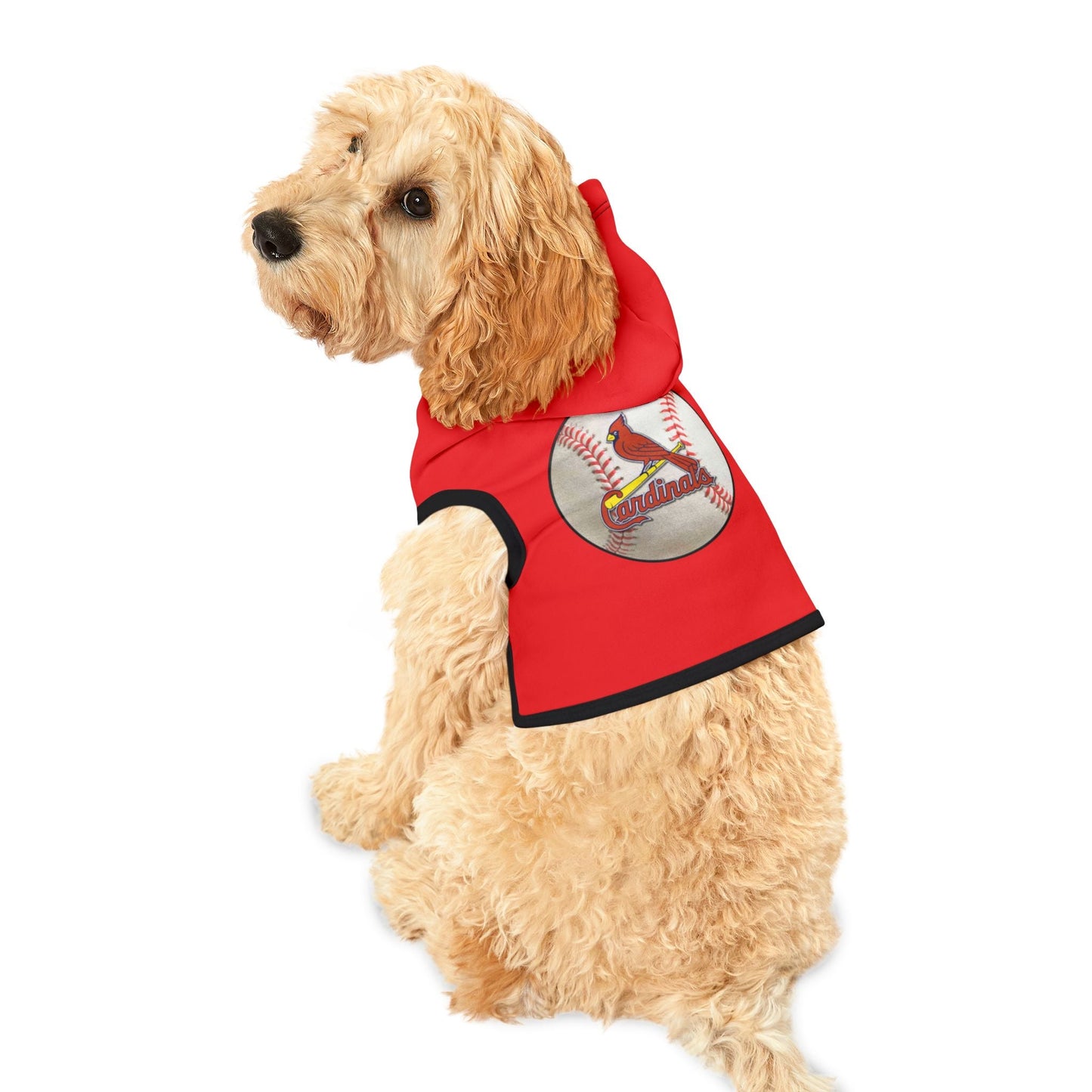 Cardinal Baseball Pet Hoodie, Dog Hoodie, Fun Pet Apparel, Sports Hoodie for Dogs, Pet Gift for Baseball Lovers Printify