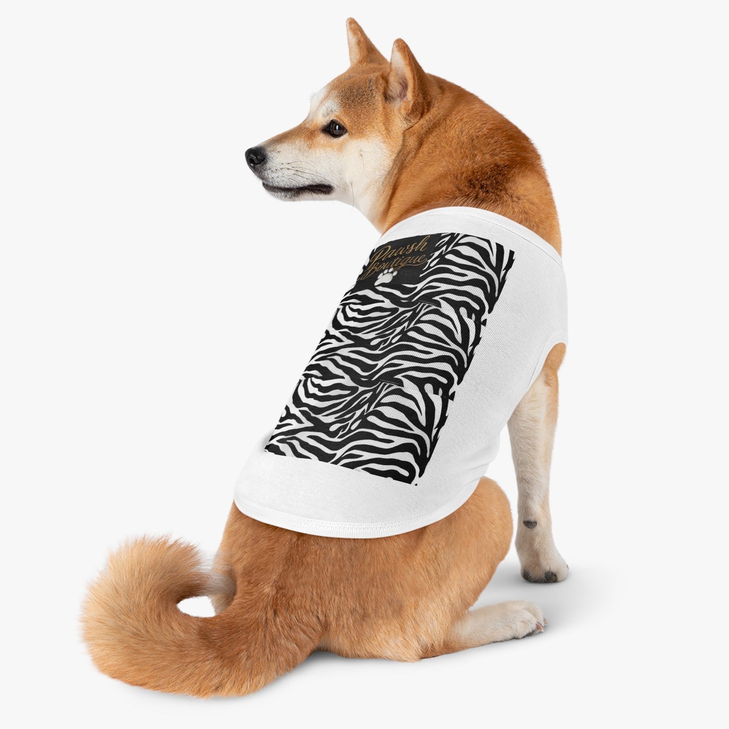 Pawsh Pet Tank Top, Trendy Dog Apparel, Casual Pet Wear, Summer Pet Clothing, Black and White Zebra Design Printify
