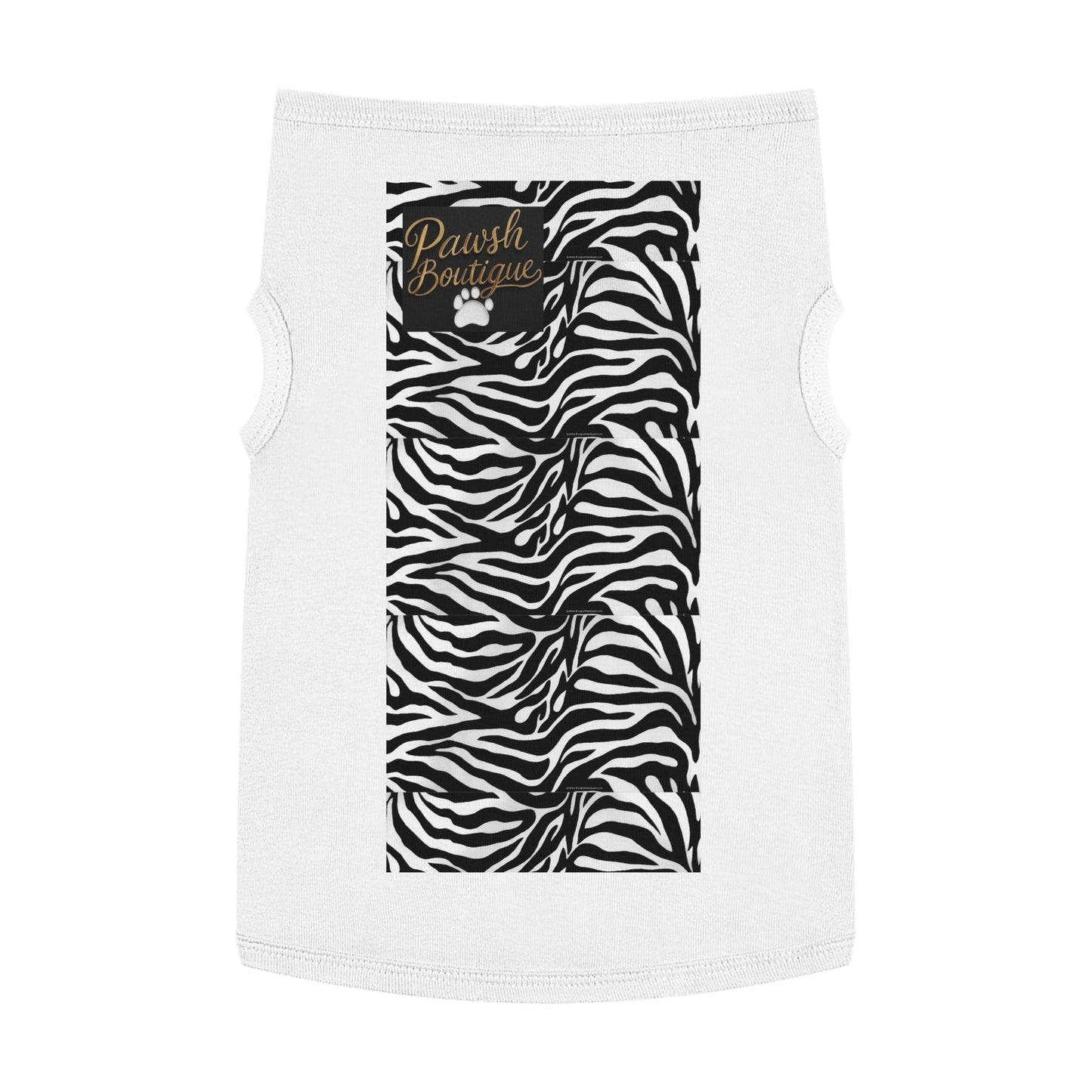 Pawsh Pet Tank Top, Trendy Dog Apparel, Casual Pet Wear, Summer Pet Clothing, Black and White Zebra Design Printify