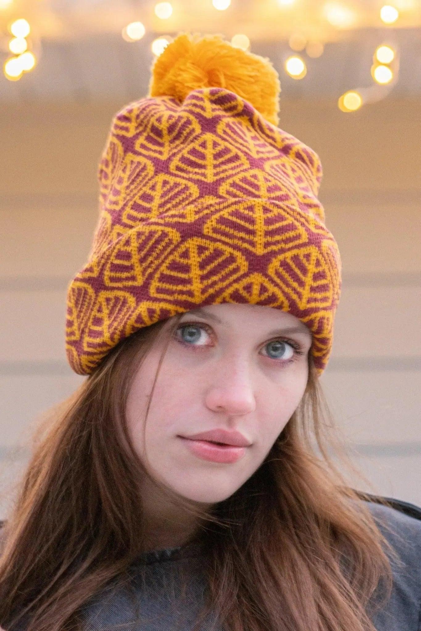 Crimson Glow Winter Hat with Beanie Aria the Fox