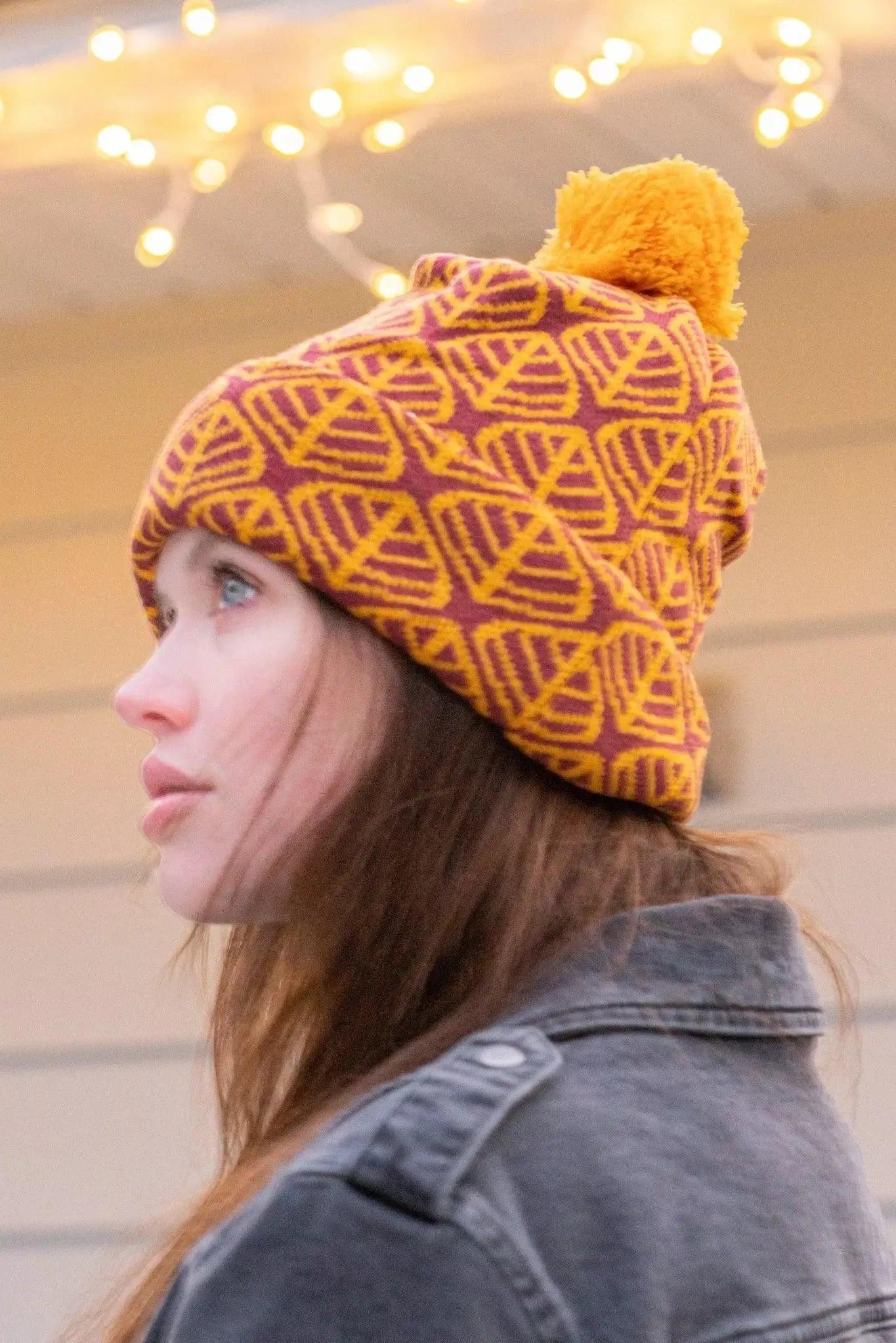 Crimson Glow Winter Hat with Beanie Aria the Fox