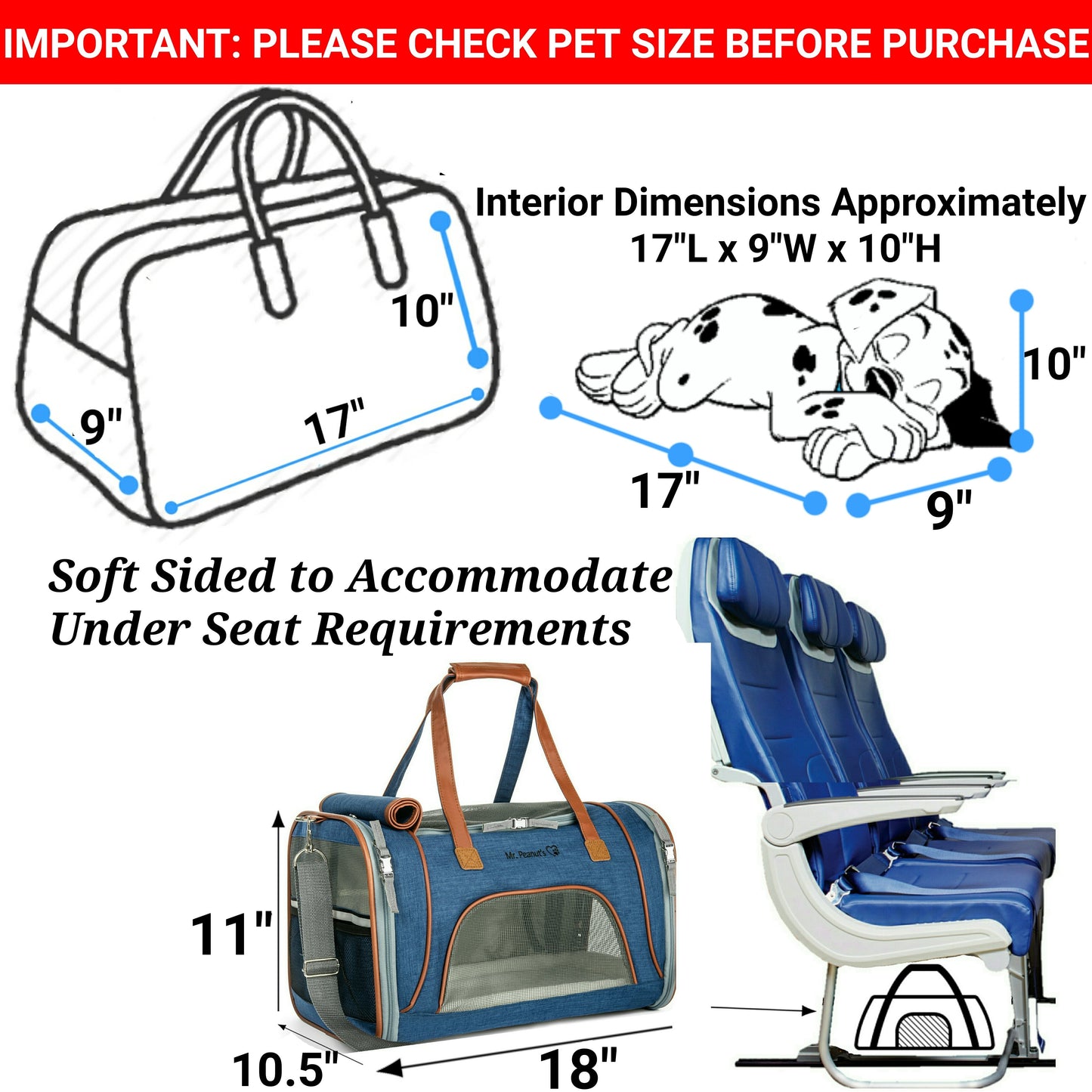 Mr. Peanut's Gold Series Standard Size Airline Compliant Expandable Pet Carrier Mr. Peanut's Pet Carriers