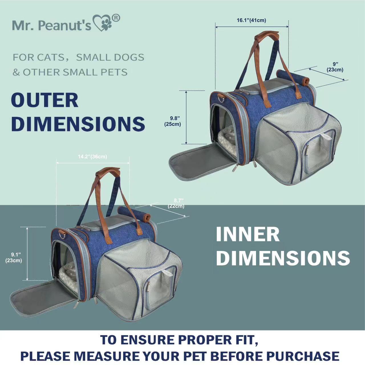 Mr. Peanut's Gold Series Mini Size Airline Compliant Expandable Pet Carrier Mr. Peanut's Pet Carriers