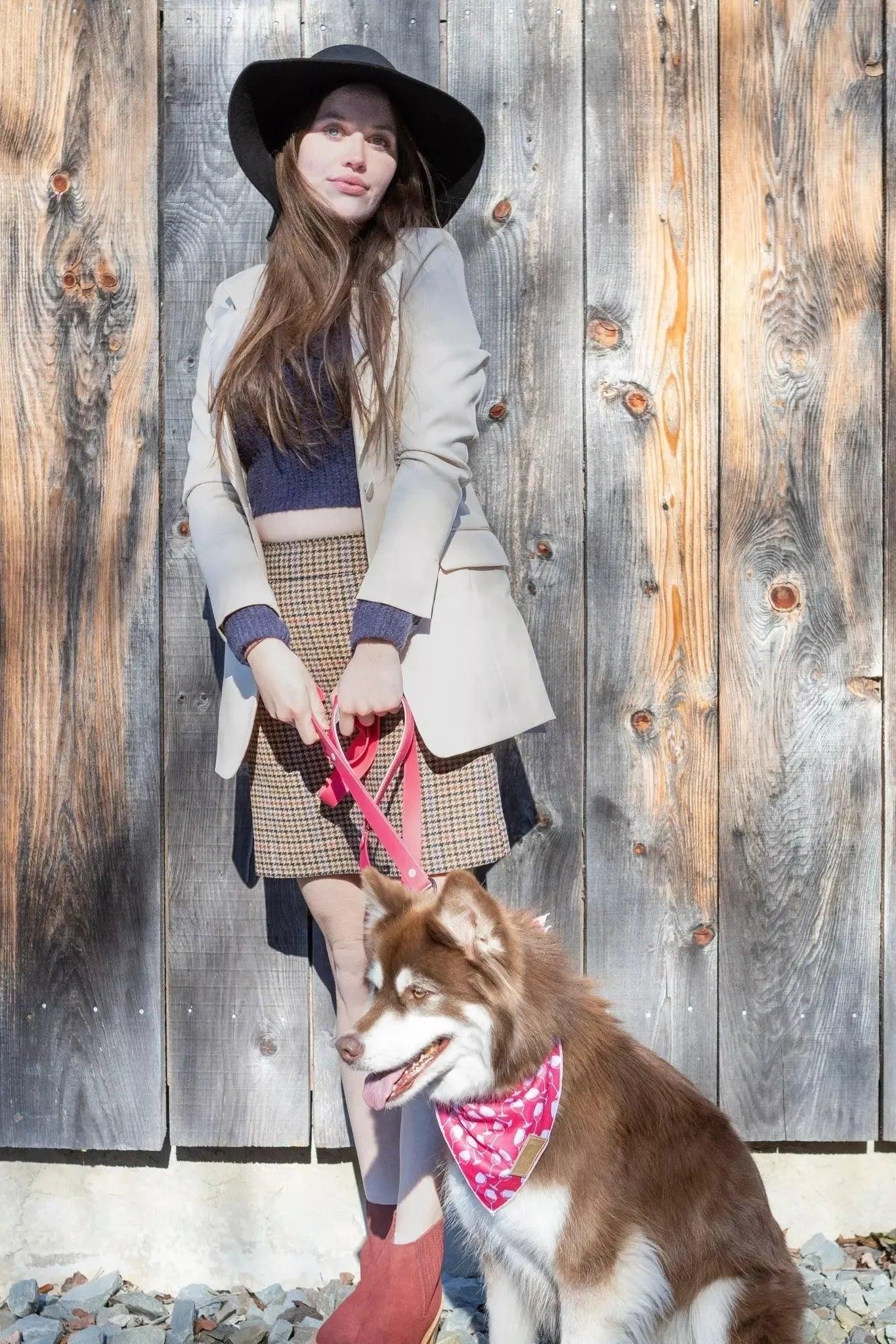 Wine Plaid Dog Bandana Aria the Fox