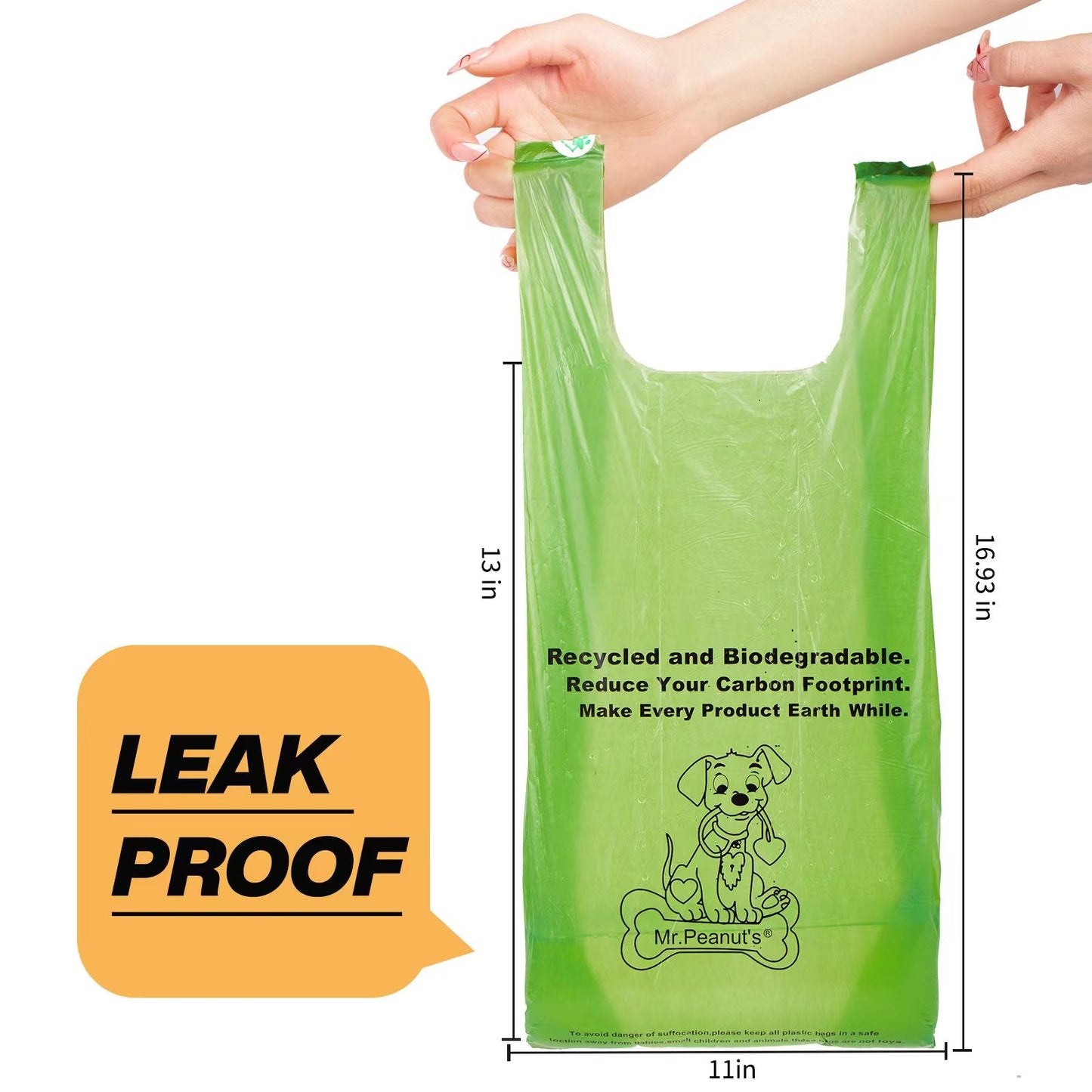 Mr. Peanut's XL Pooper Scooper Sized 13X11" BioDegradable BioPlastic Recycled Plant Based Waste Bags - 160 Count Mr. Peanut's Pet Carriers