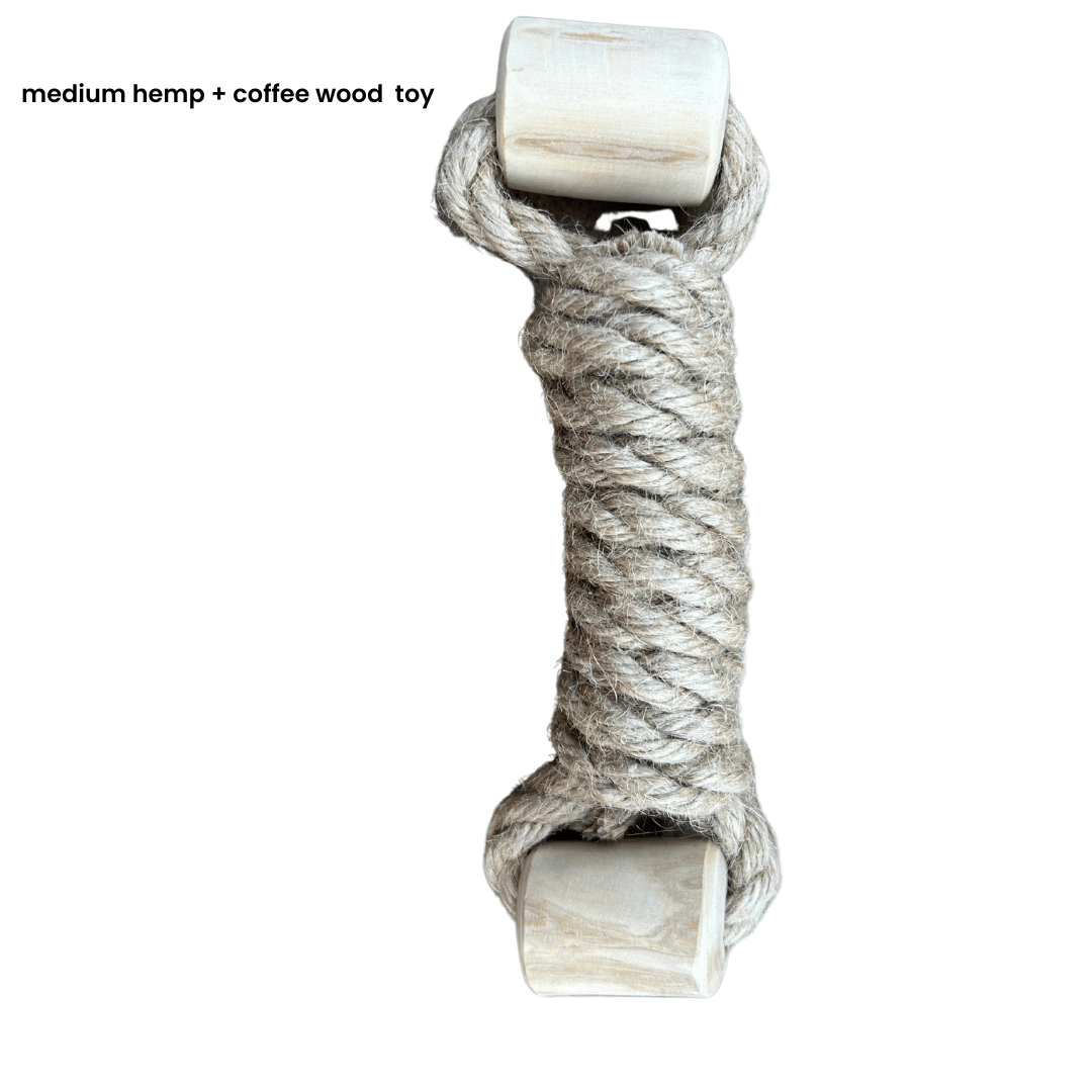 hemp rope + coffee wood toy rōmng