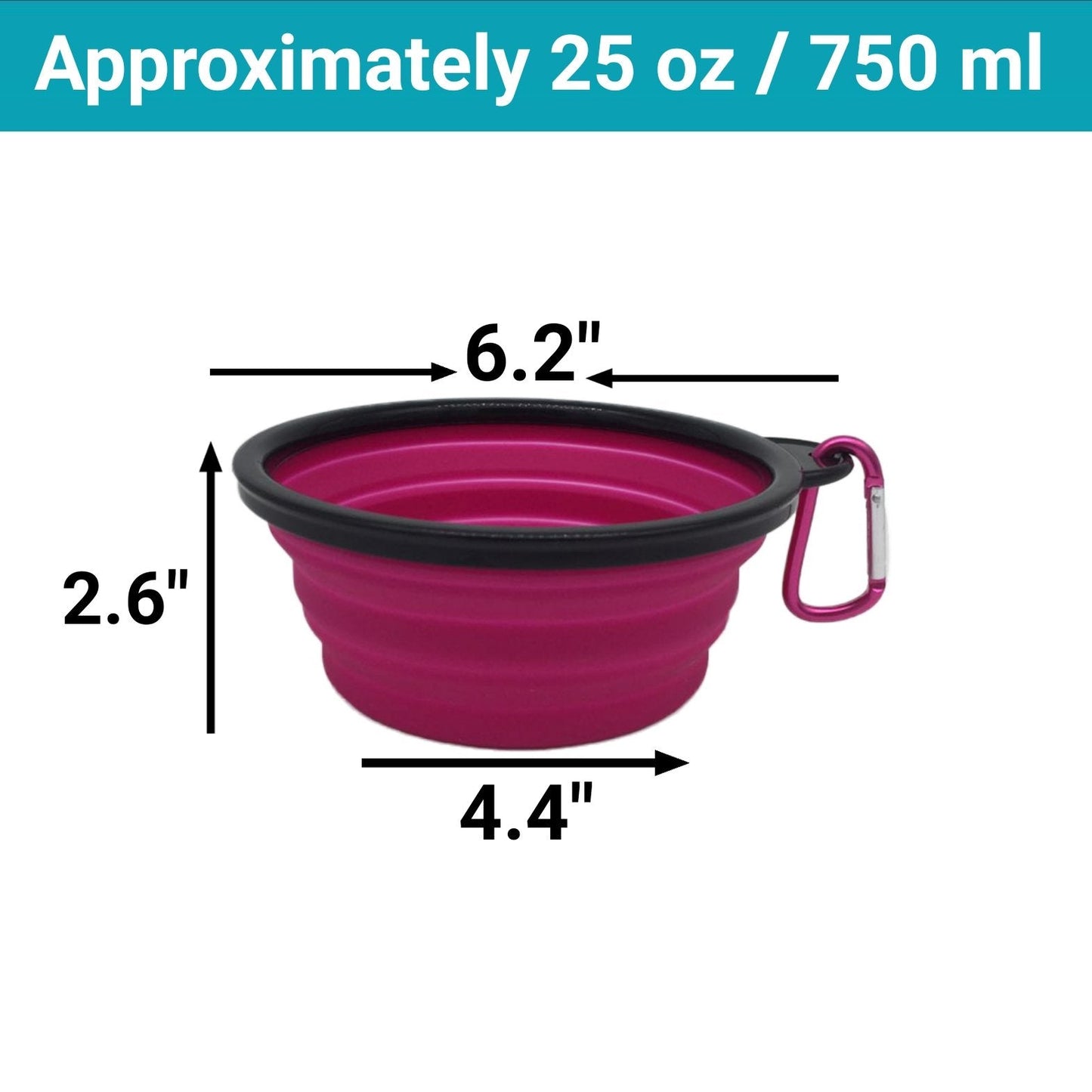 Mr. Peanut's 3 Pak XL (25oz) Collapsible Silicone Bowls with Color Matched Carabiner Clips Mr. Peanut's Pet Carriers