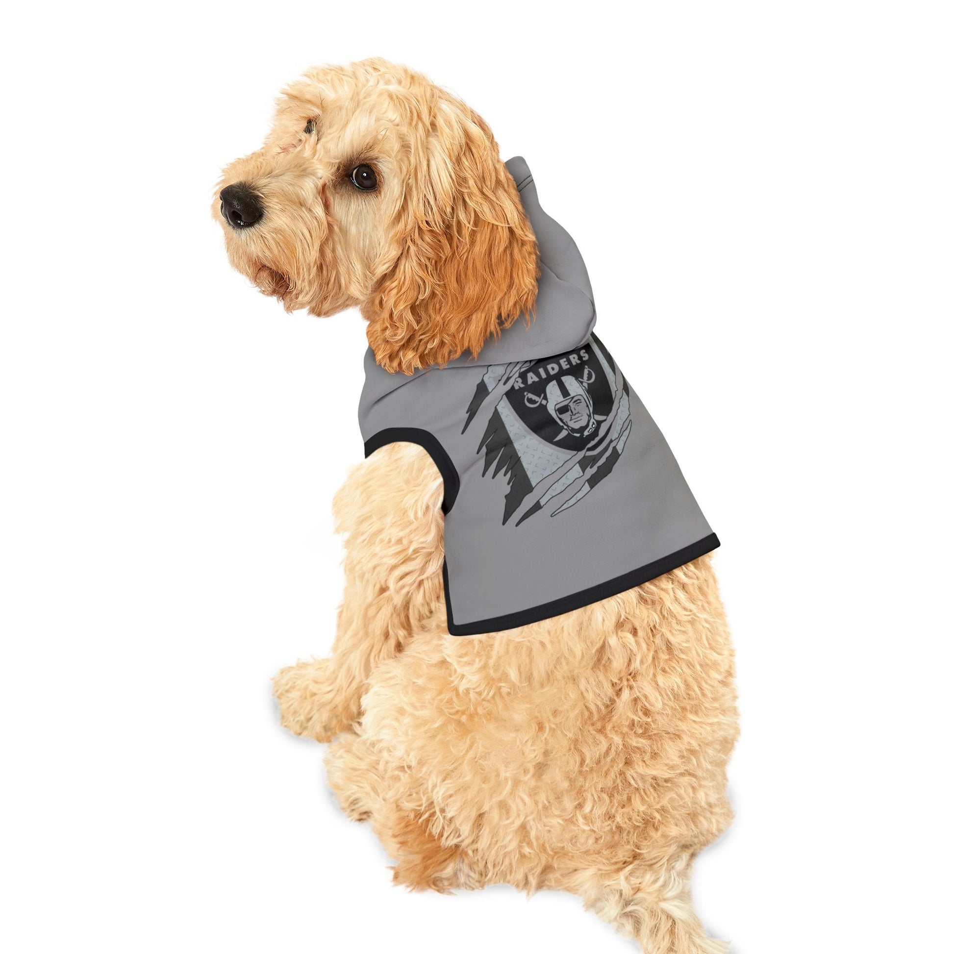 Raiders Pet Hoodie with Raiders Design, Perfect for Dog Lovers, Cozy Canine Apparel, Team Spirit Wear, Pet Fashion Statement Printify