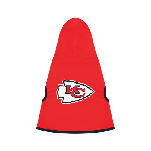 Stylish Chiefs Hoodie for Small Dogs, Cute Animal Outfit, Perfect for Game Day, Pet Costume, Dog Apparel, Red Hoodie with Logo Printify