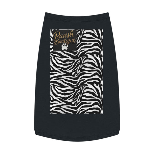 Pawsh Pet Tank Top, Trendy Dog Apparel, Casual Pet Wear, Summer Pet Clothing, Black and White Zebra Design Printify