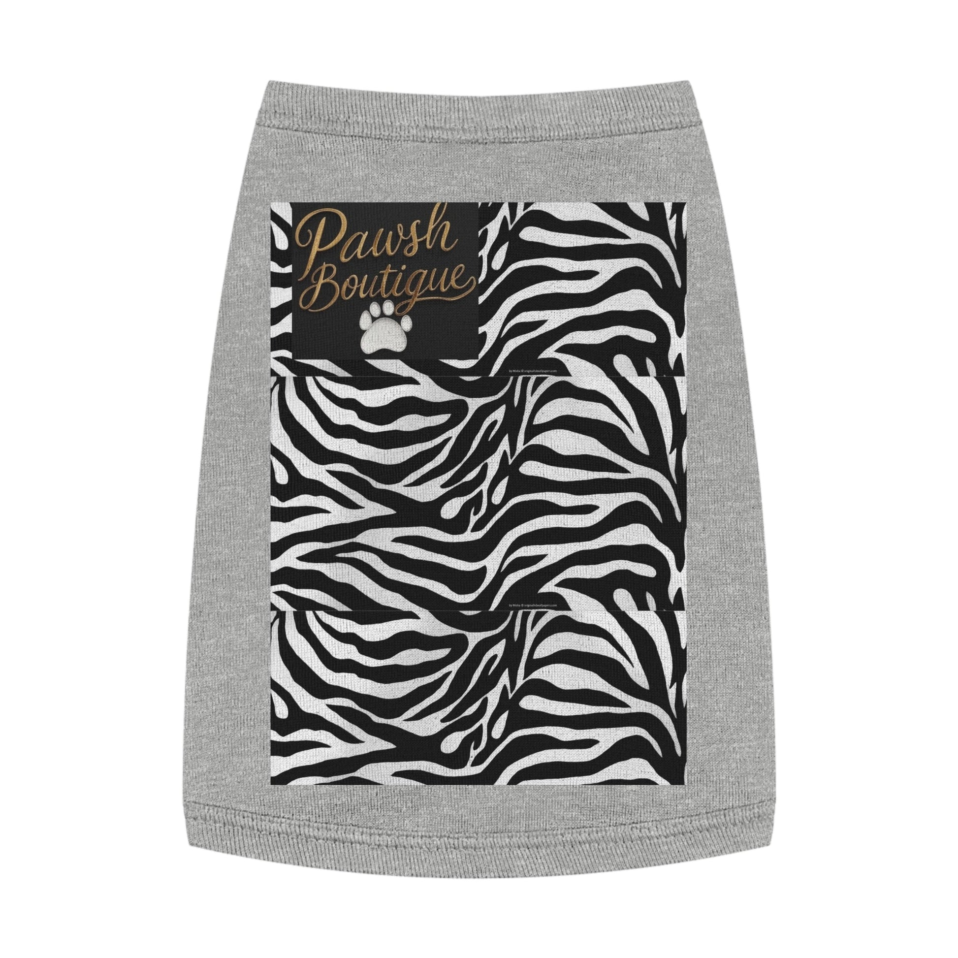 Pawsh Pet Tank Top, Trendy Dog Apparel, Casual Pet Wear, Summer Pet Clothing, Black and White Zebra Design Printify