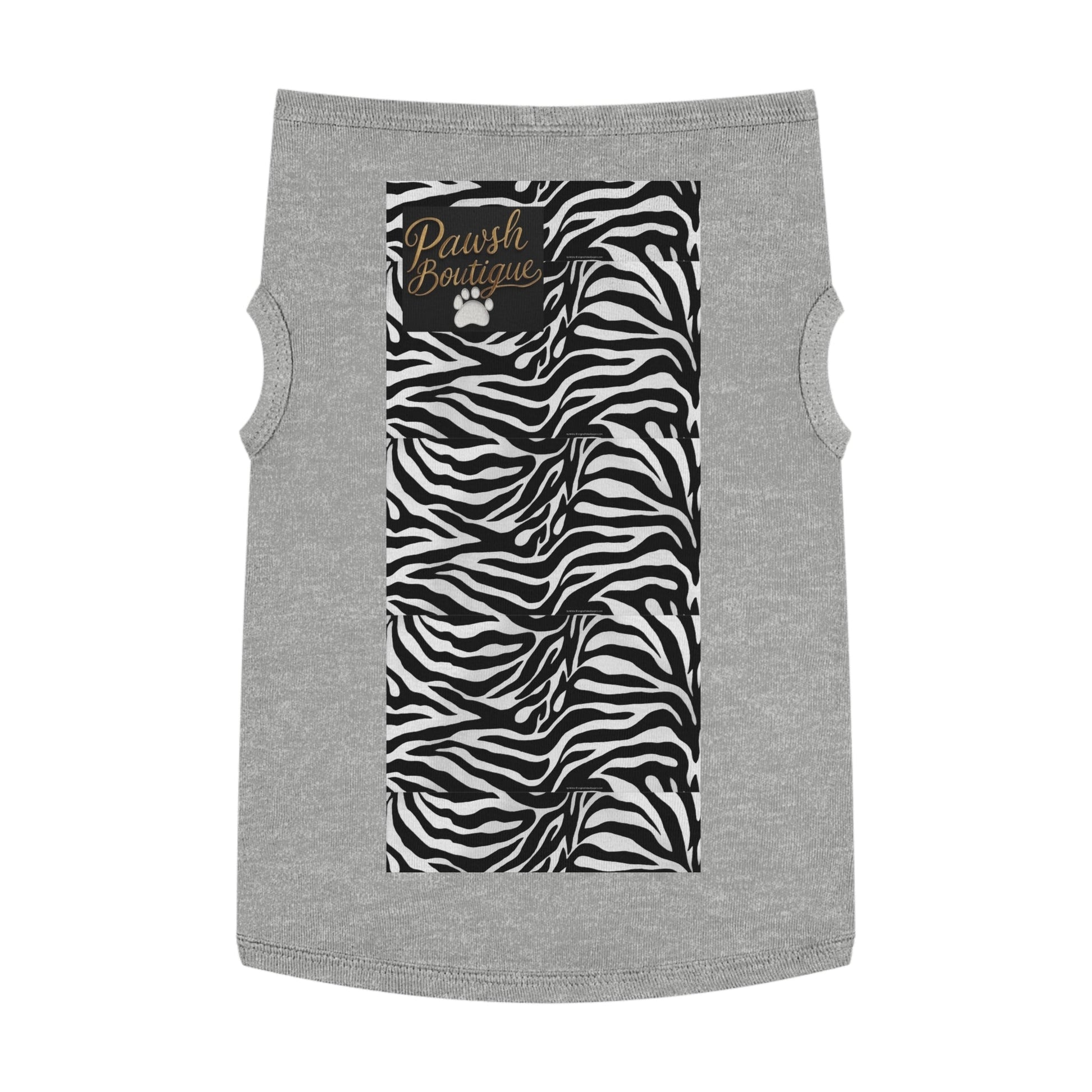Pawsh Pet Tank Top, Trendy Dog Apparel, Casual Pet Wear, Summer Pet Clothing, Black and White Zebra Design Printify