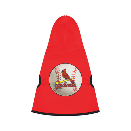 Cardinal Baseball Pet Hoodie, Dog Hoodie, Fun Pet Apparel, Sports Hoodie for Dogs, Pet Gift for Baseball Lovers Printify