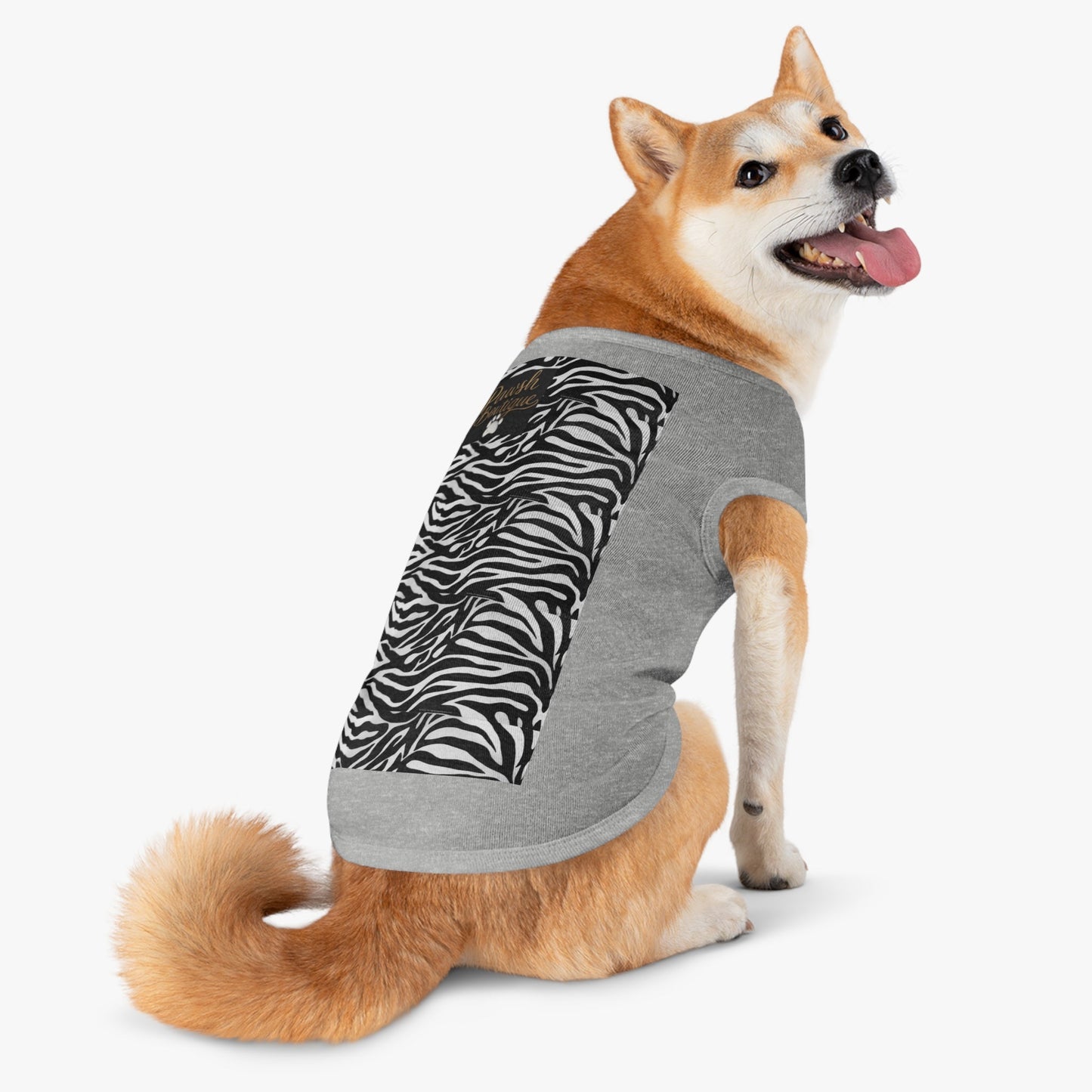 Pawsh Pet Tank Top, Trendy Dog Apparel, Casual Pet Wear, Summer Pet Clothing, Black and White Zebra Design Printify