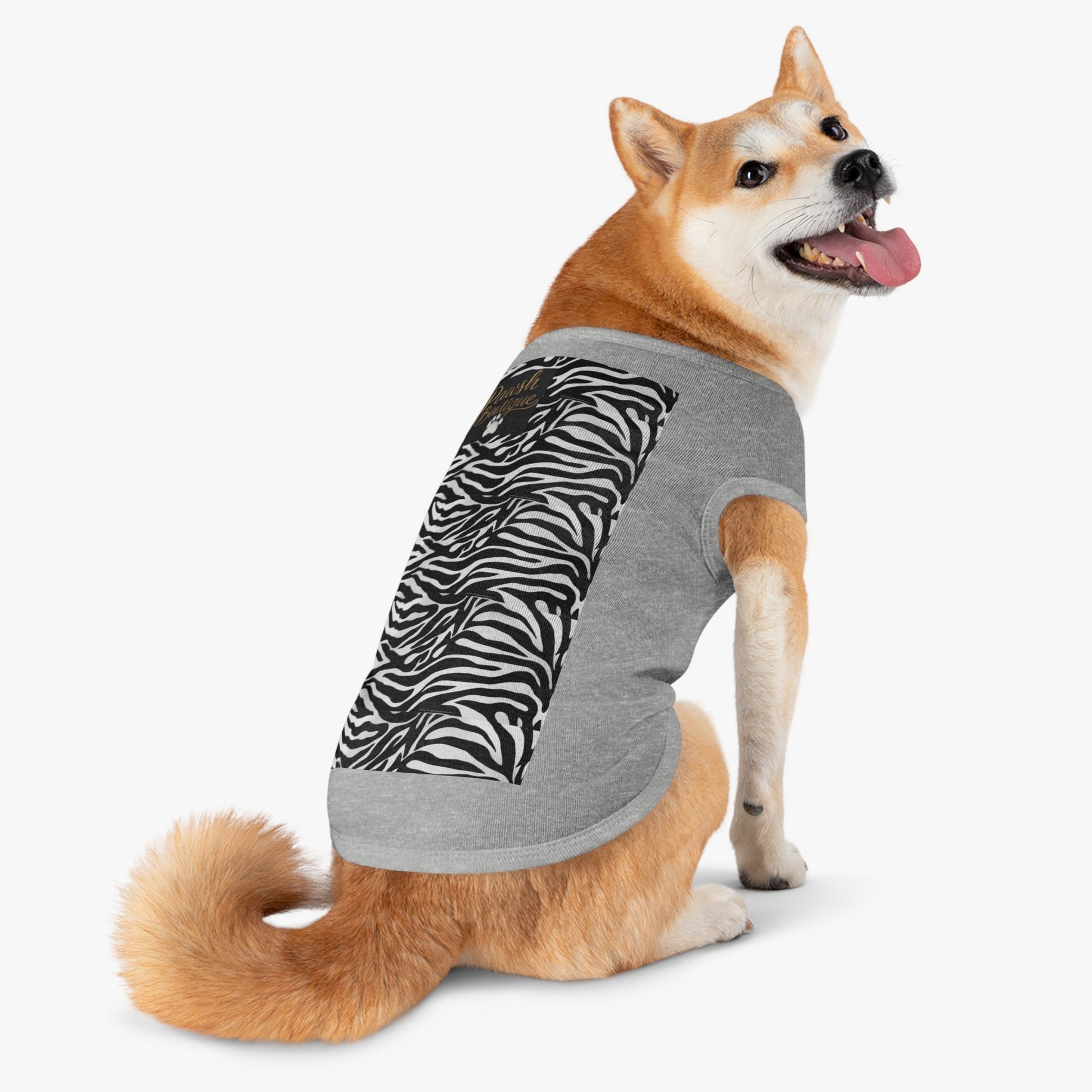 Pawsh Pet Tank Top, Trendy Dog Apparel, Casual Pet Wear, Summer Pet Clothing, Black and White Zebra Design Printify
