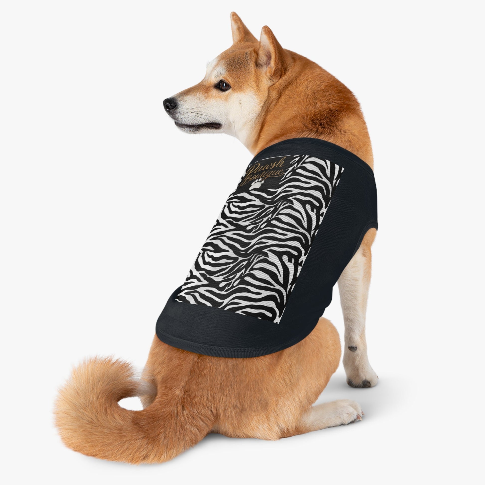 Pawsh Pet Tank Top, Trendy Dog Apparel, Casual Pet Wear, Summer Pet Clothing, Black and White Zebra Design Printify